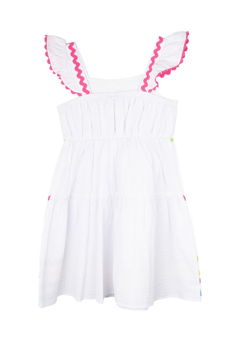 Girls 4-6x Embroidered Tiered Seersucker Dress