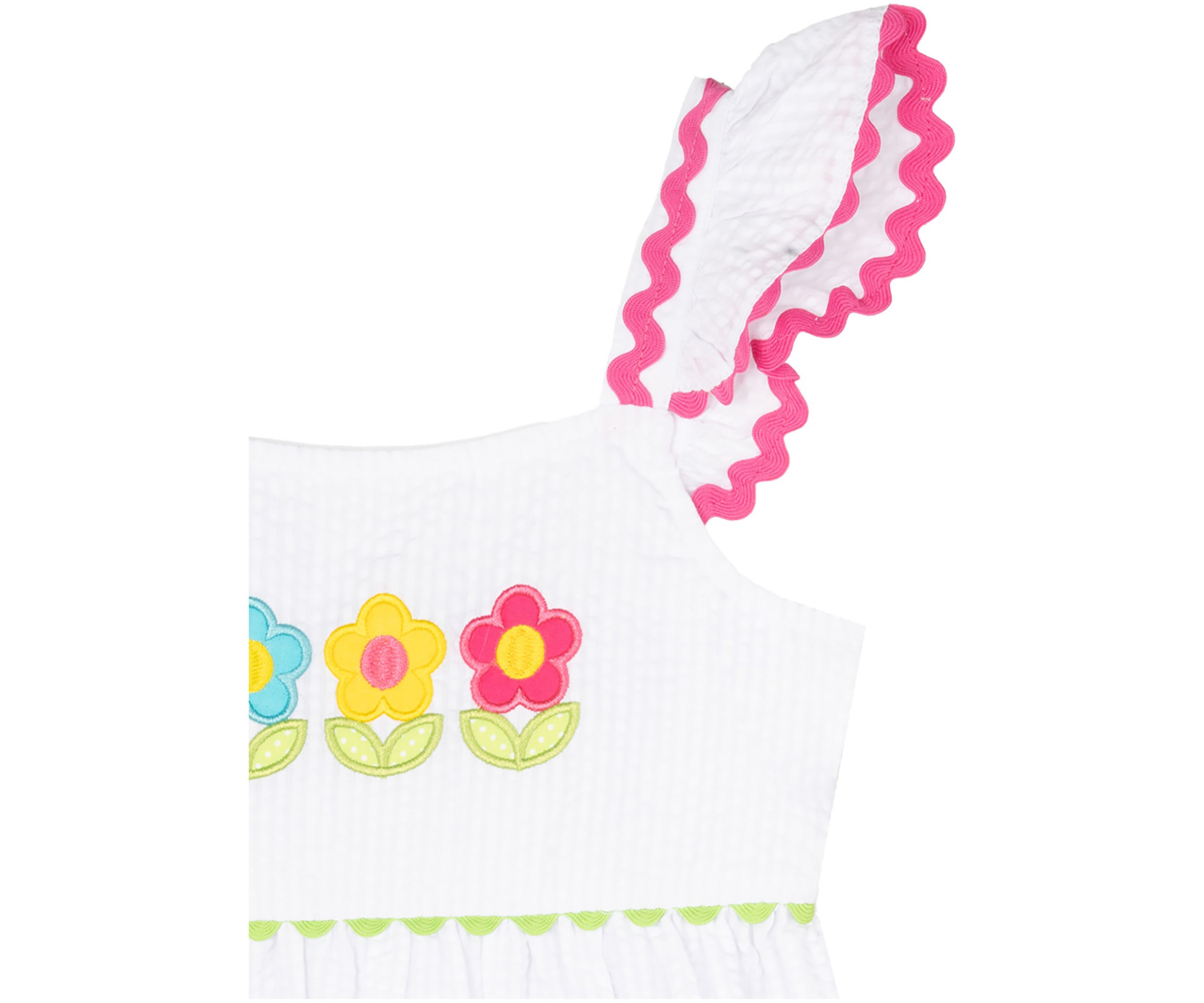 Girls 4-6x Embroidered Tiered Seersucker Dress