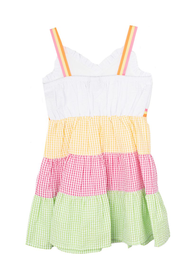 Girls 4-6x Mix Tiered Seersucker Dress