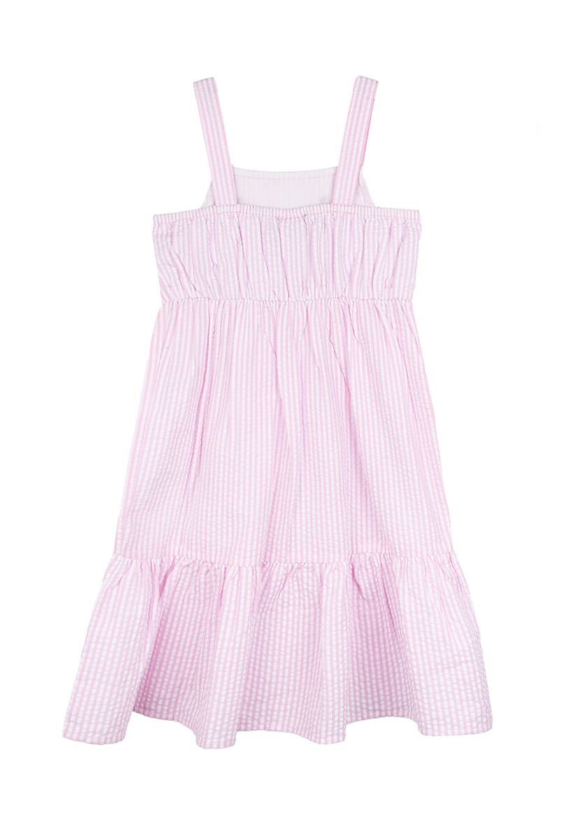 Girls 4-6x Flamingo Appliqué Seersucker Maxi Dress with Bag