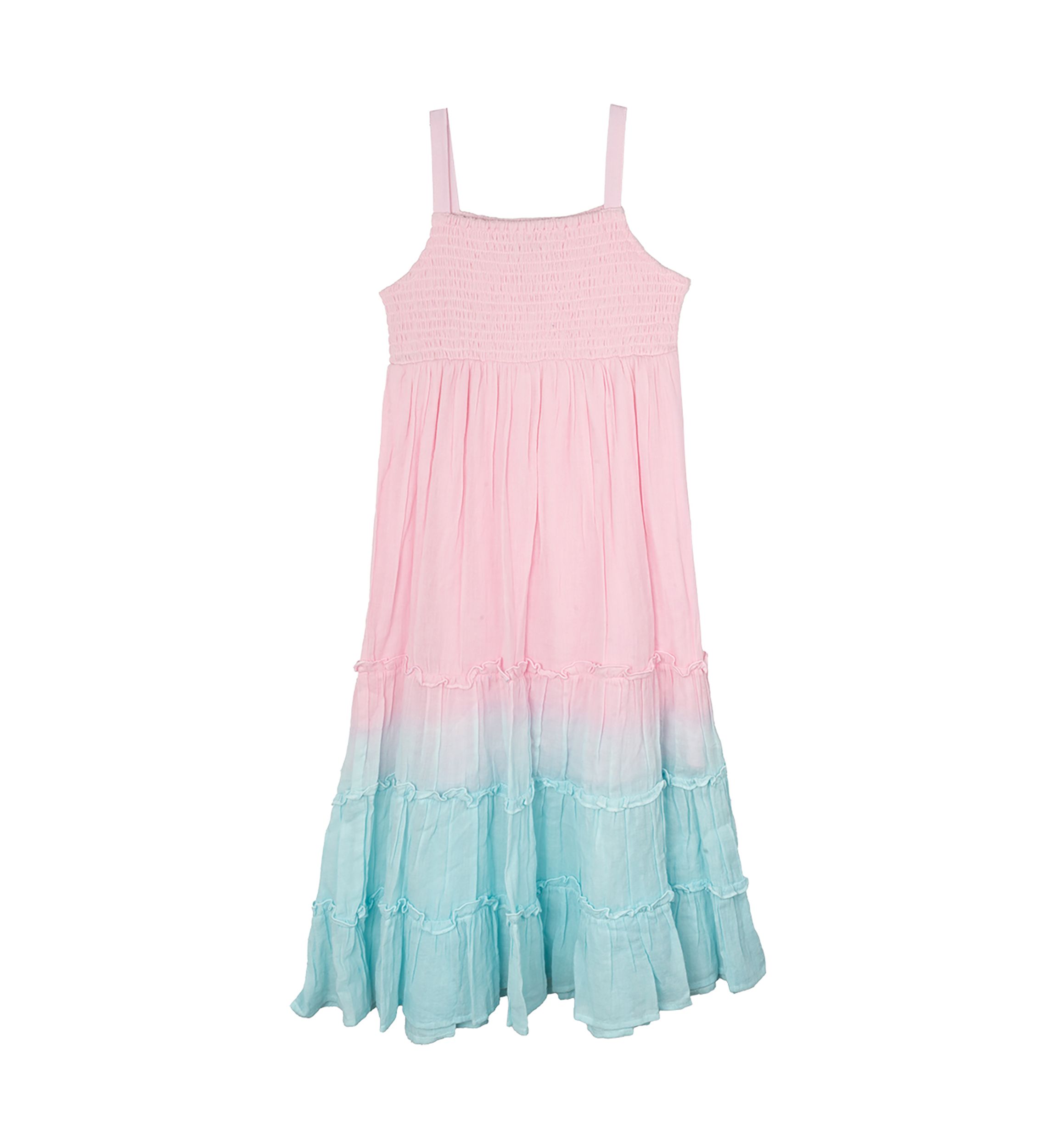 Girls 4-6x Dip Dye Tiered Gauze Maxi Dress