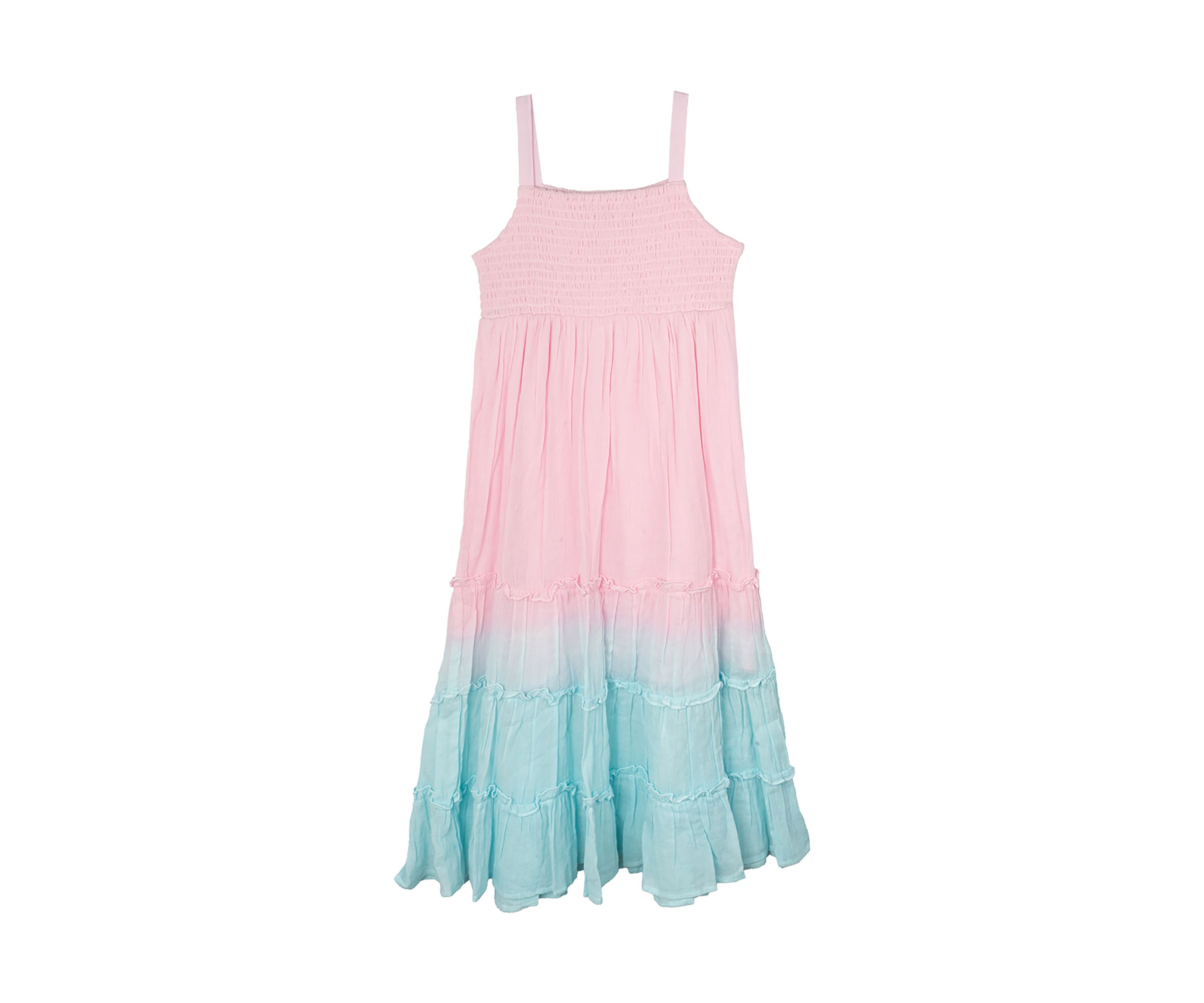 Girls 4-6x Dip Dye Tiered Gauze Maxi Dress