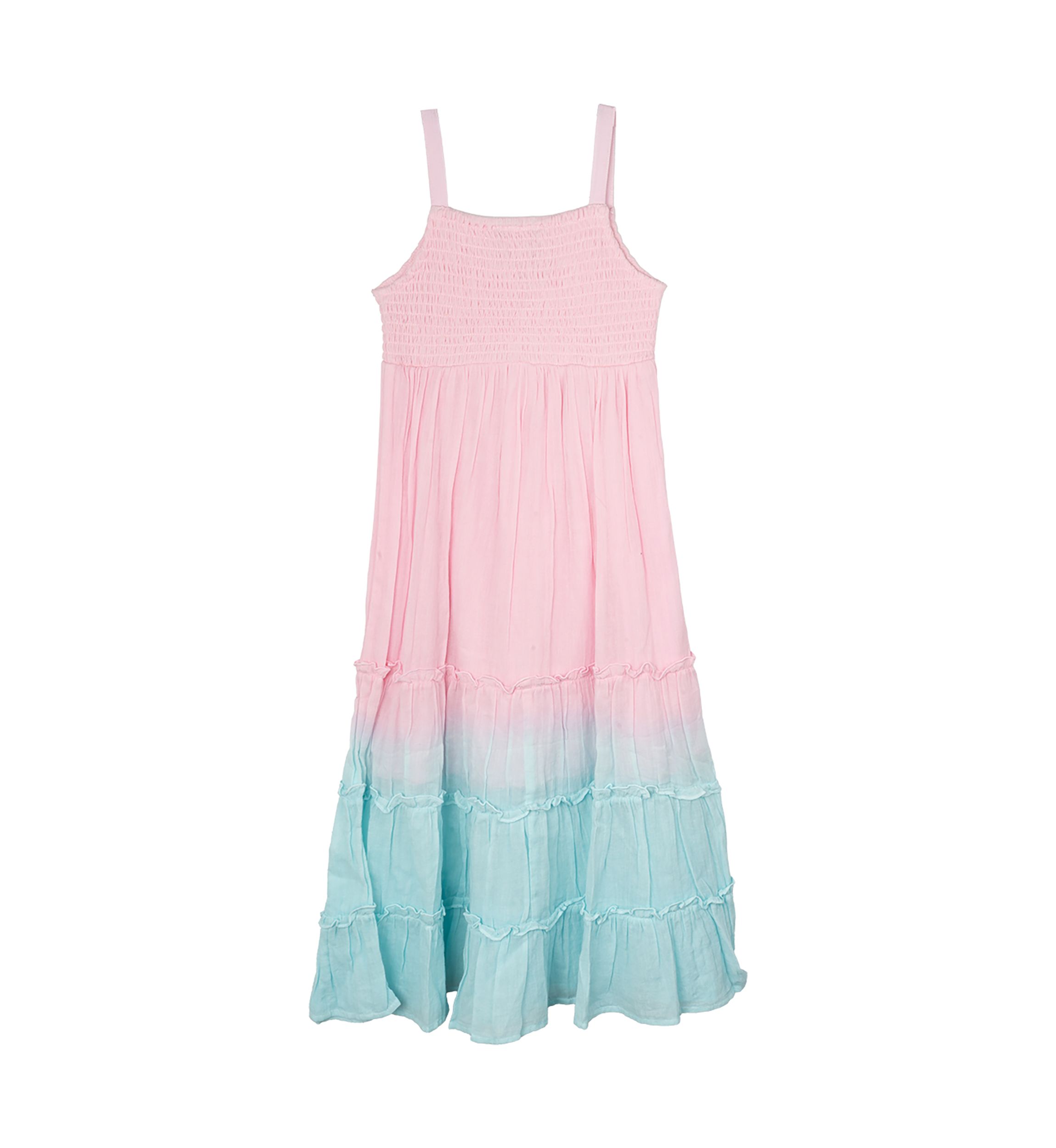 Girls 4-6x Dip Dye Tiered Gauze Maxi Dress