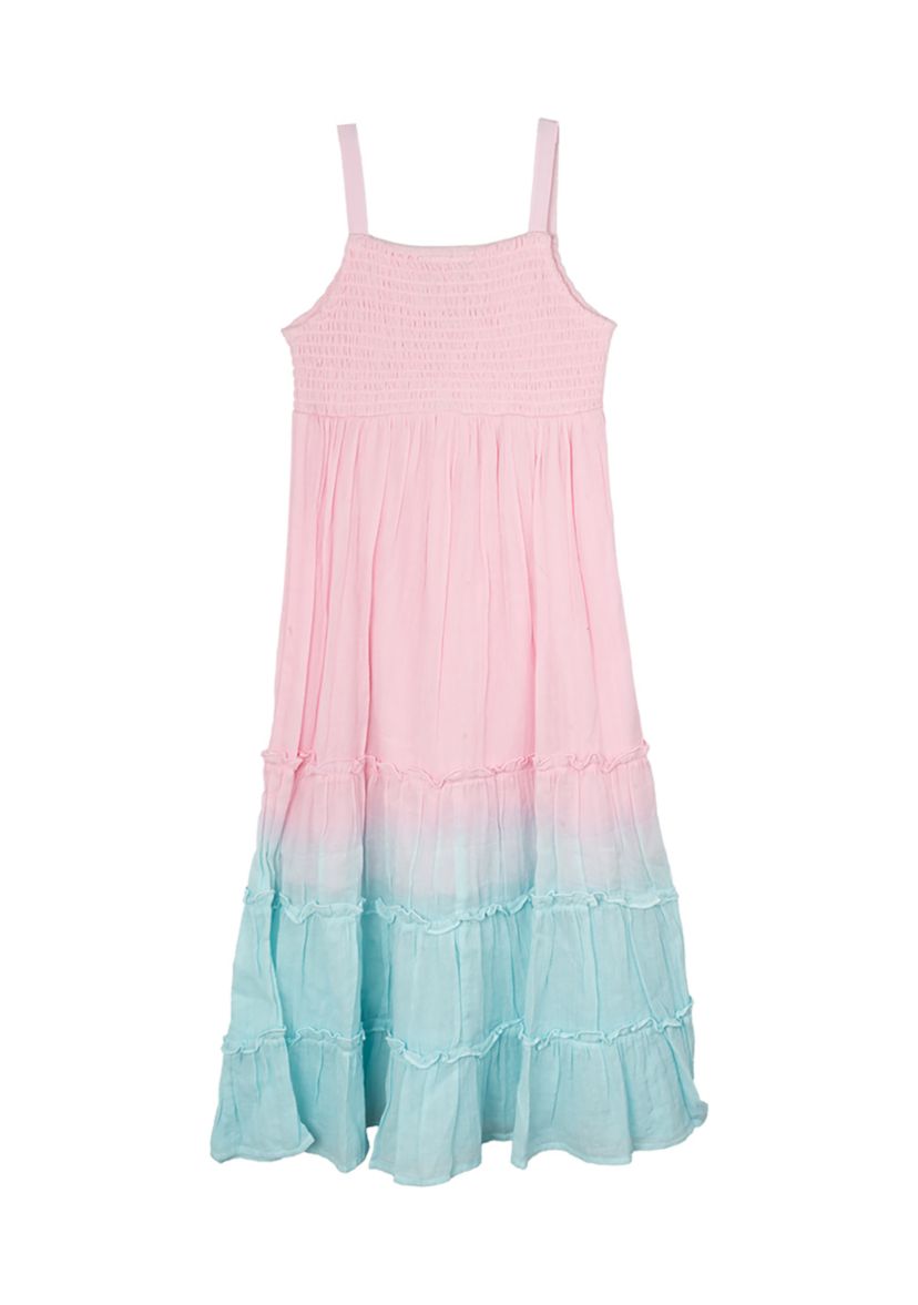 Girls 4-6x Dip Dye Tiered Gauze Maxi Dress