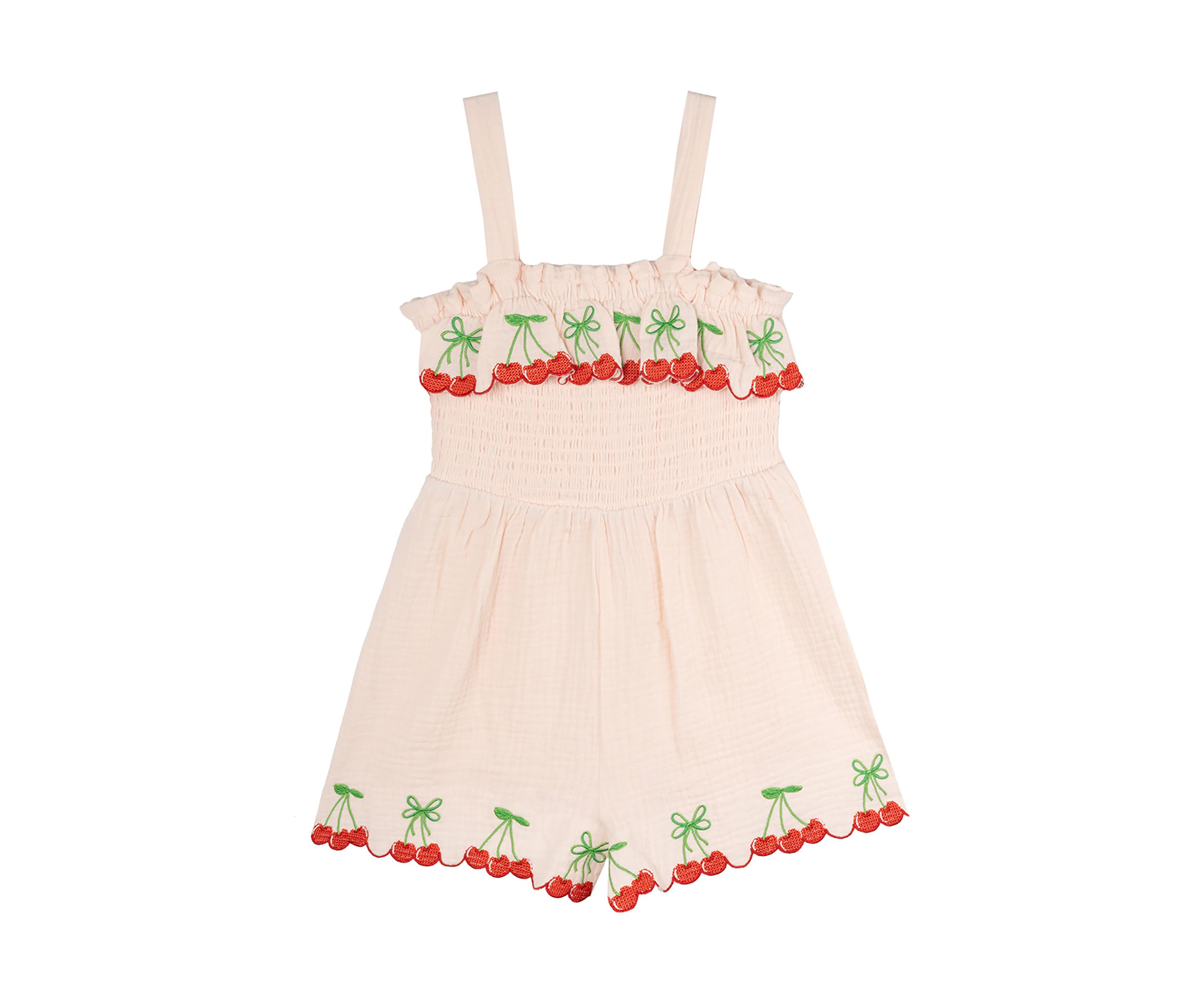 Girls 4-6x Cherry Gauze Romper