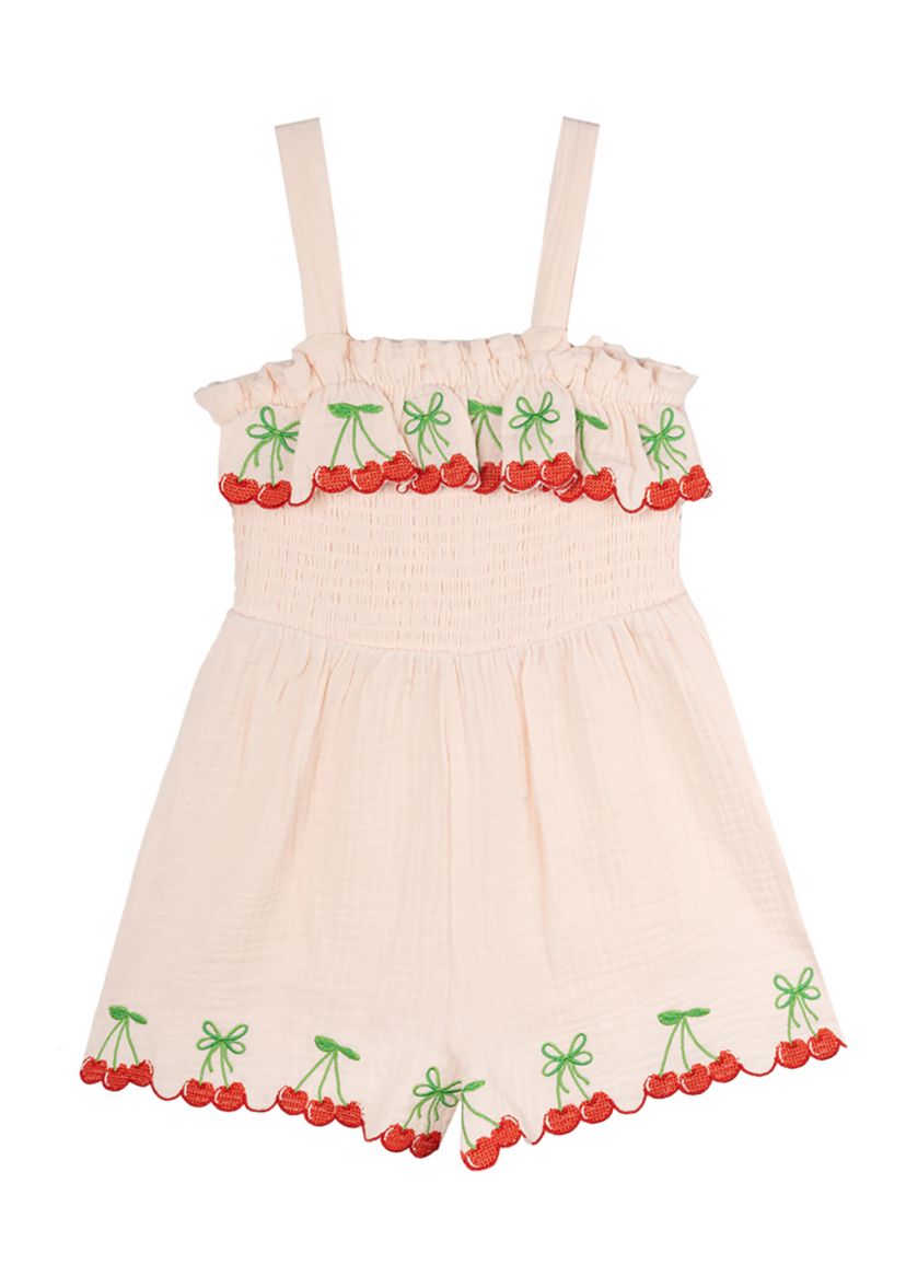 Girls 4-6x Cherry Gauze Romper