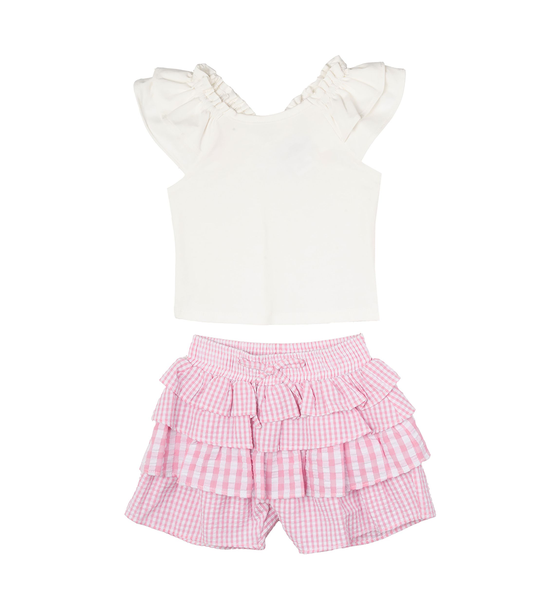Girls 4-6x Eyelet Flutter Top and Ruffle Shorts Set