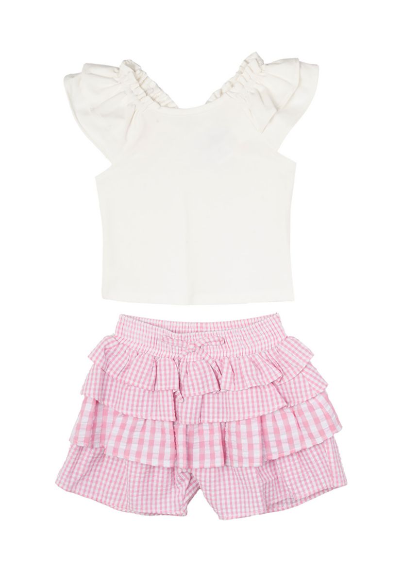 Girls 4-6x Eyelet Flutter Top and Ruffle Shorts Set