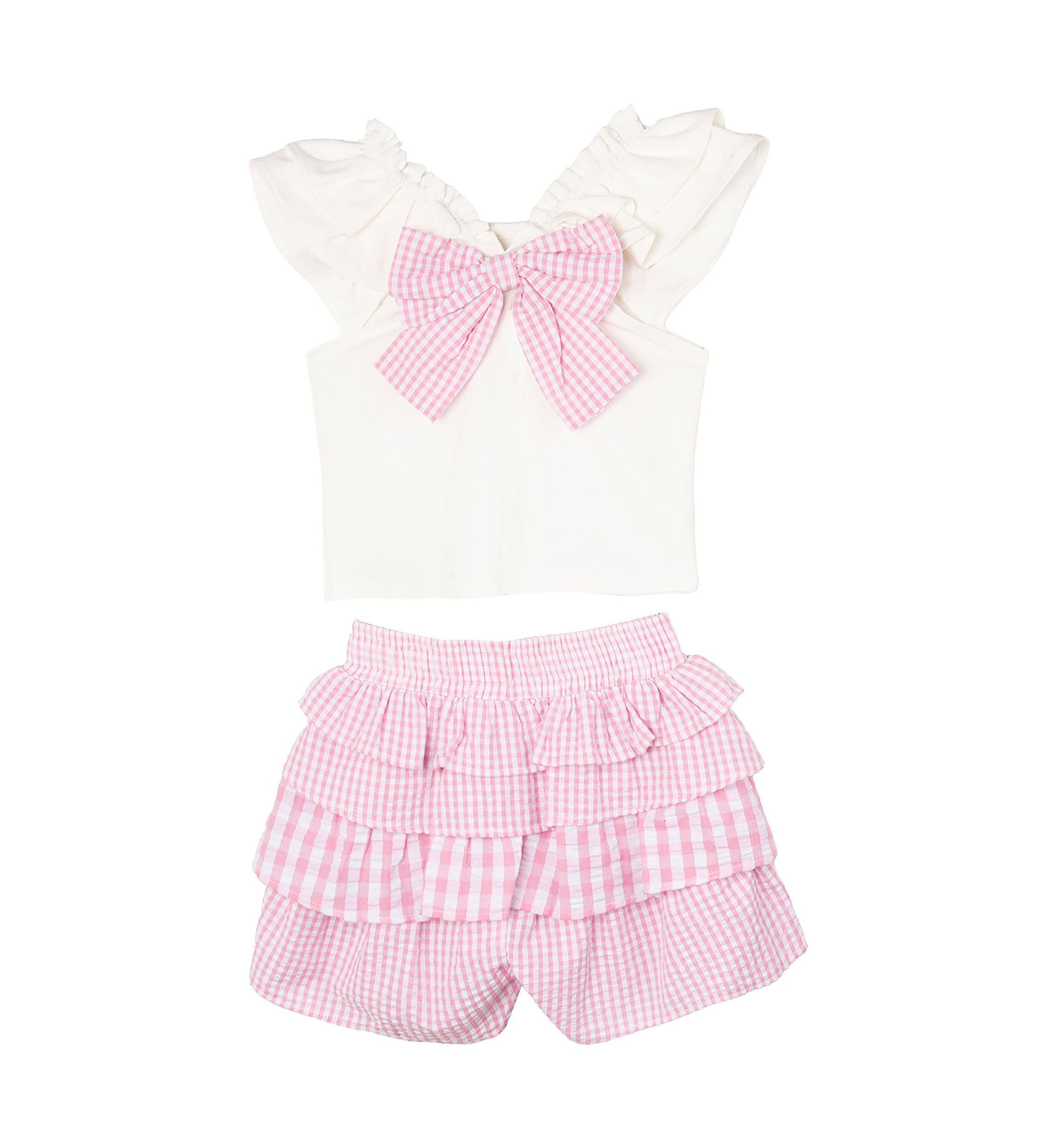 Girls 4-6x Eyelet Flutter Top and Ruffle Shorts Set
