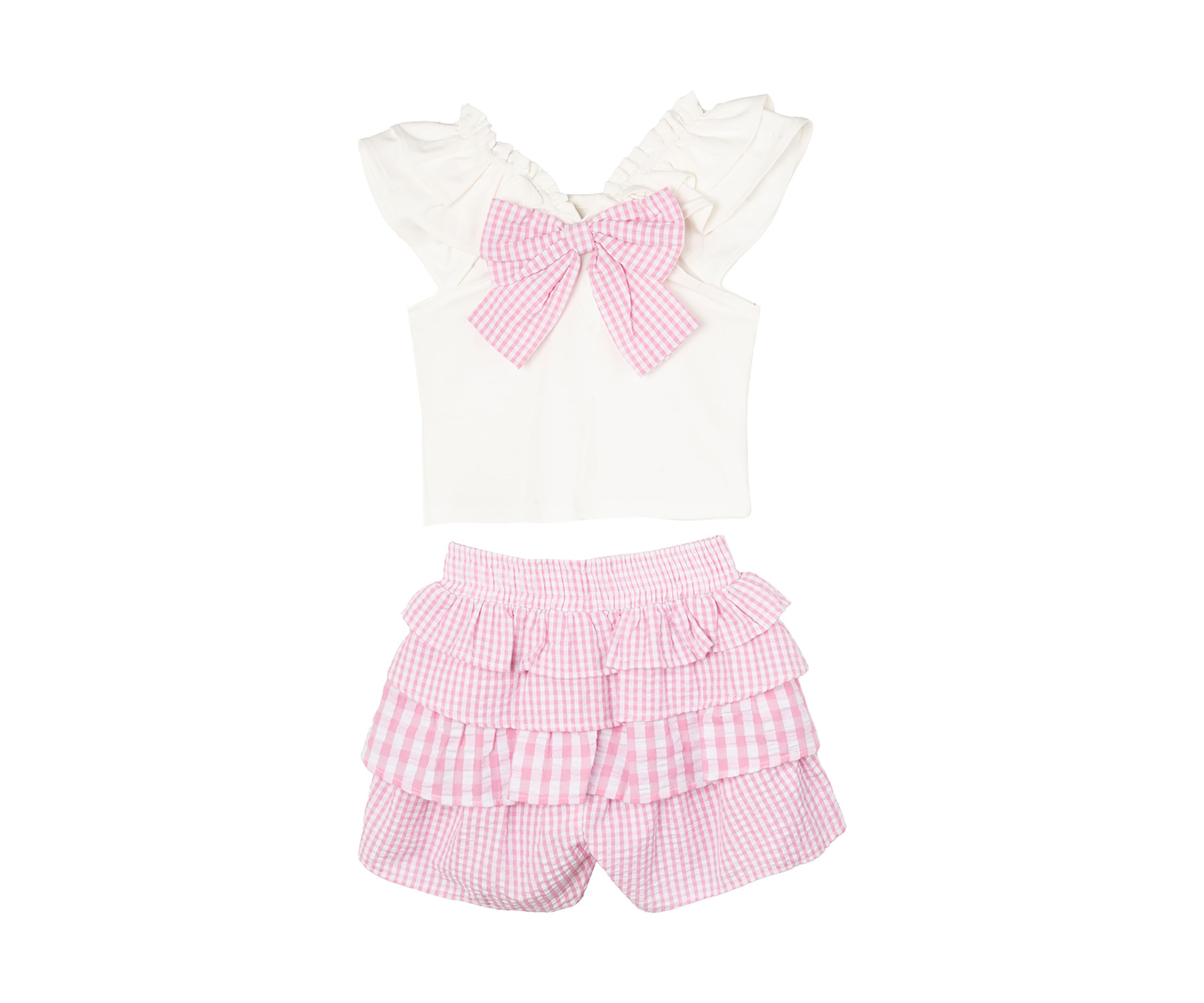 Girls 4-6x Eyelet Flutter Top and Ruffle Shorts Set