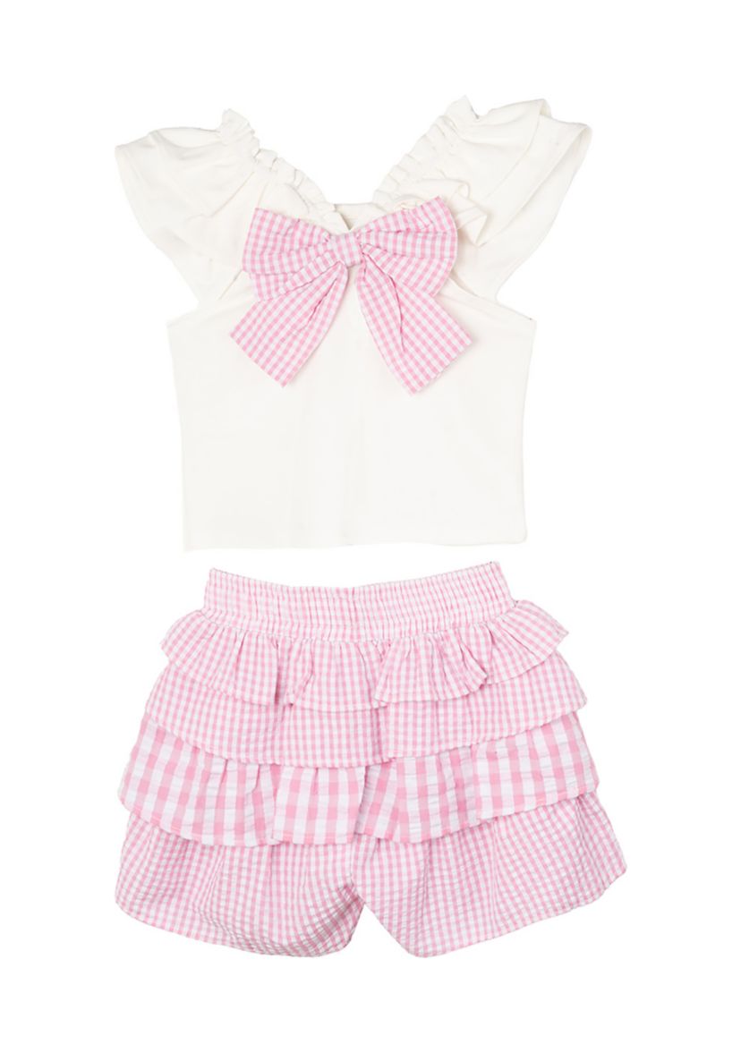 Girls 4-6x Eyelet Flutter Top and Ruffle Shorts Set
