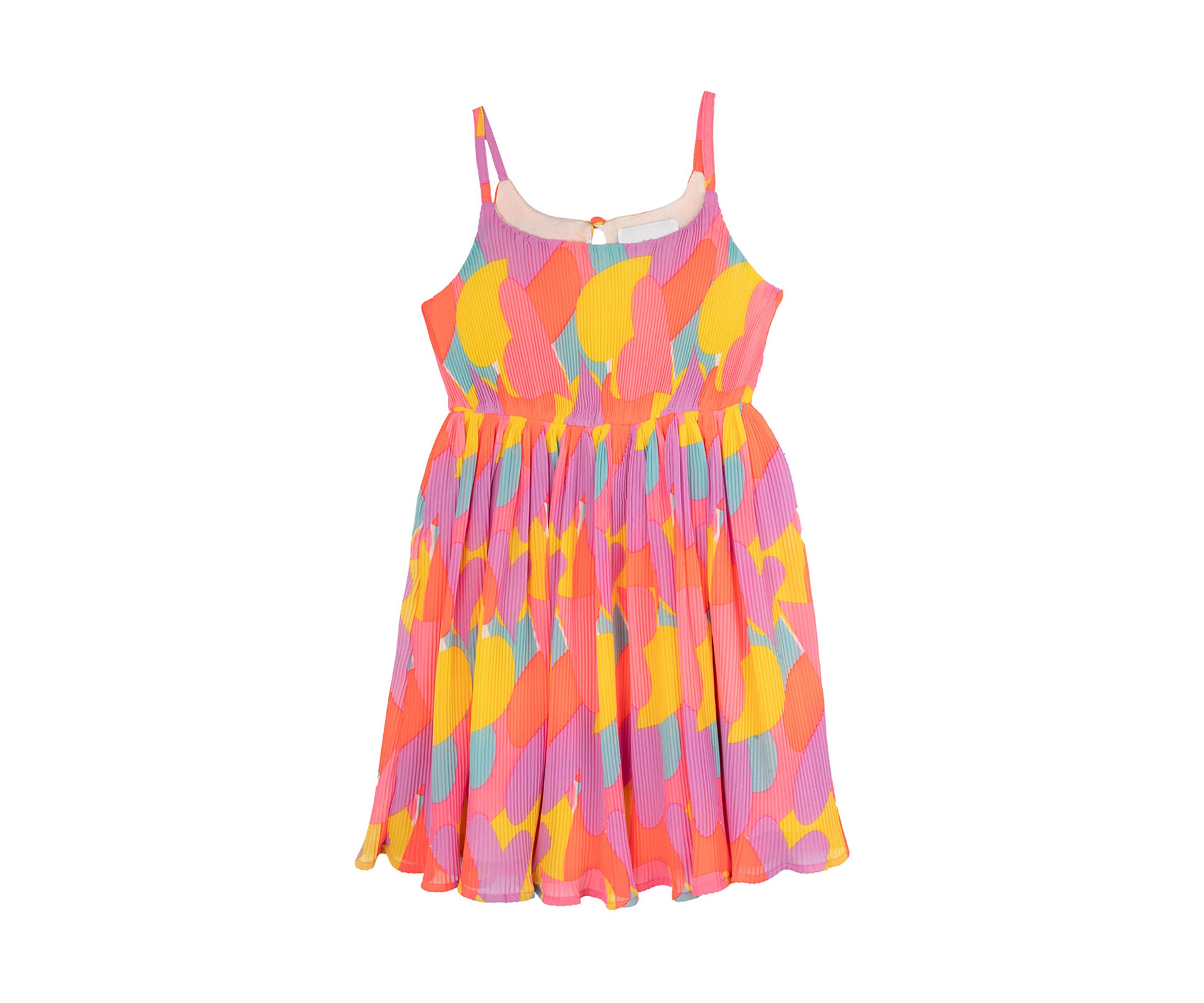 Girls 4-6x Pleated Printed Chiffon Dress