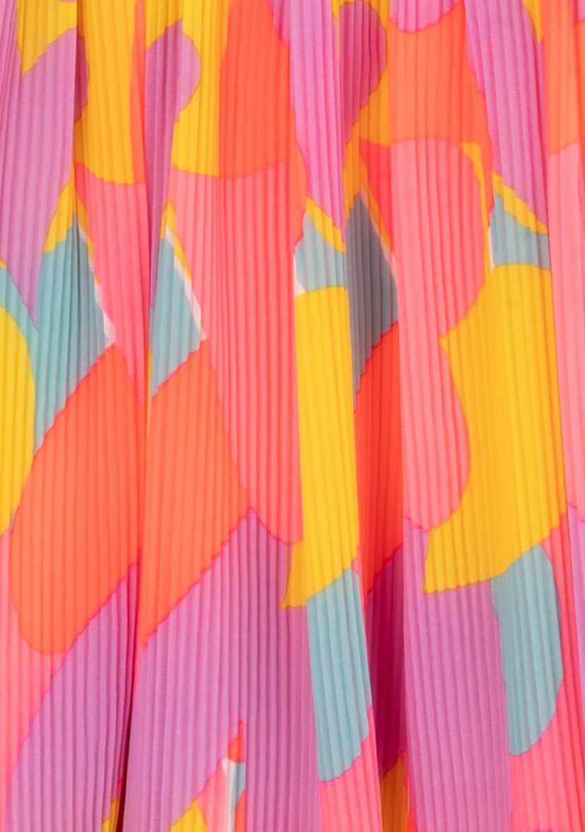 Girls 4-6x Pleated Printed Chiffon Dress