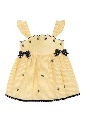 Rare Editions Girls 4-6x Bee Print Seersucker Dress, Yellow