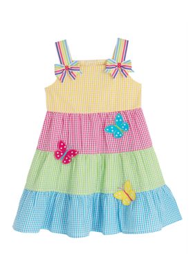 Rare Editions Girls 4-6x Multi Tiered Seersucker Dress