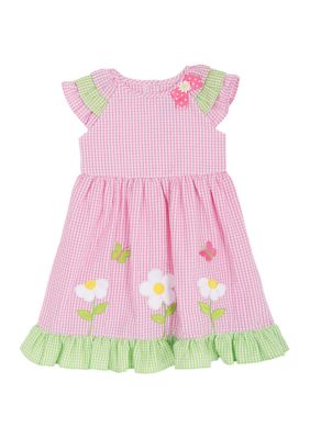 Rare Editions Girls 4-6 Flower Seersucker Dress, Pink, 6X