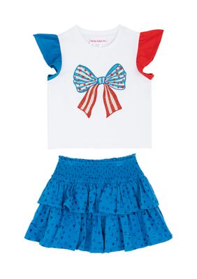 Rare Editions Girls Tiered Skirt and Top Set