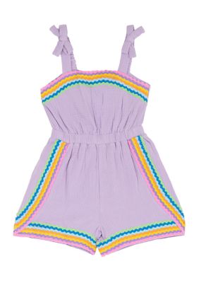 Rare Editions Girls 4-6 Ricrac Romper, Purple
