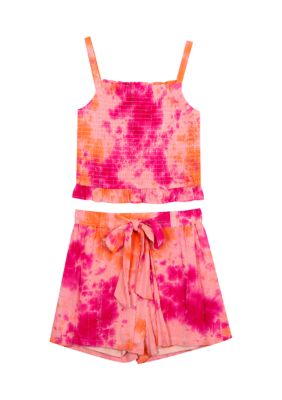 Counting Daisies Girls 7-16 Tie Dye Flutter Sleeve Top with Shorts Set ...