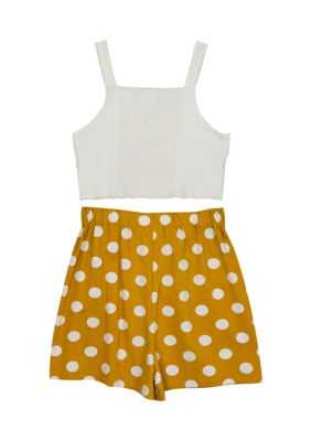 Girls 7-16 Rib Knit Top and Dot Print Shorts Set