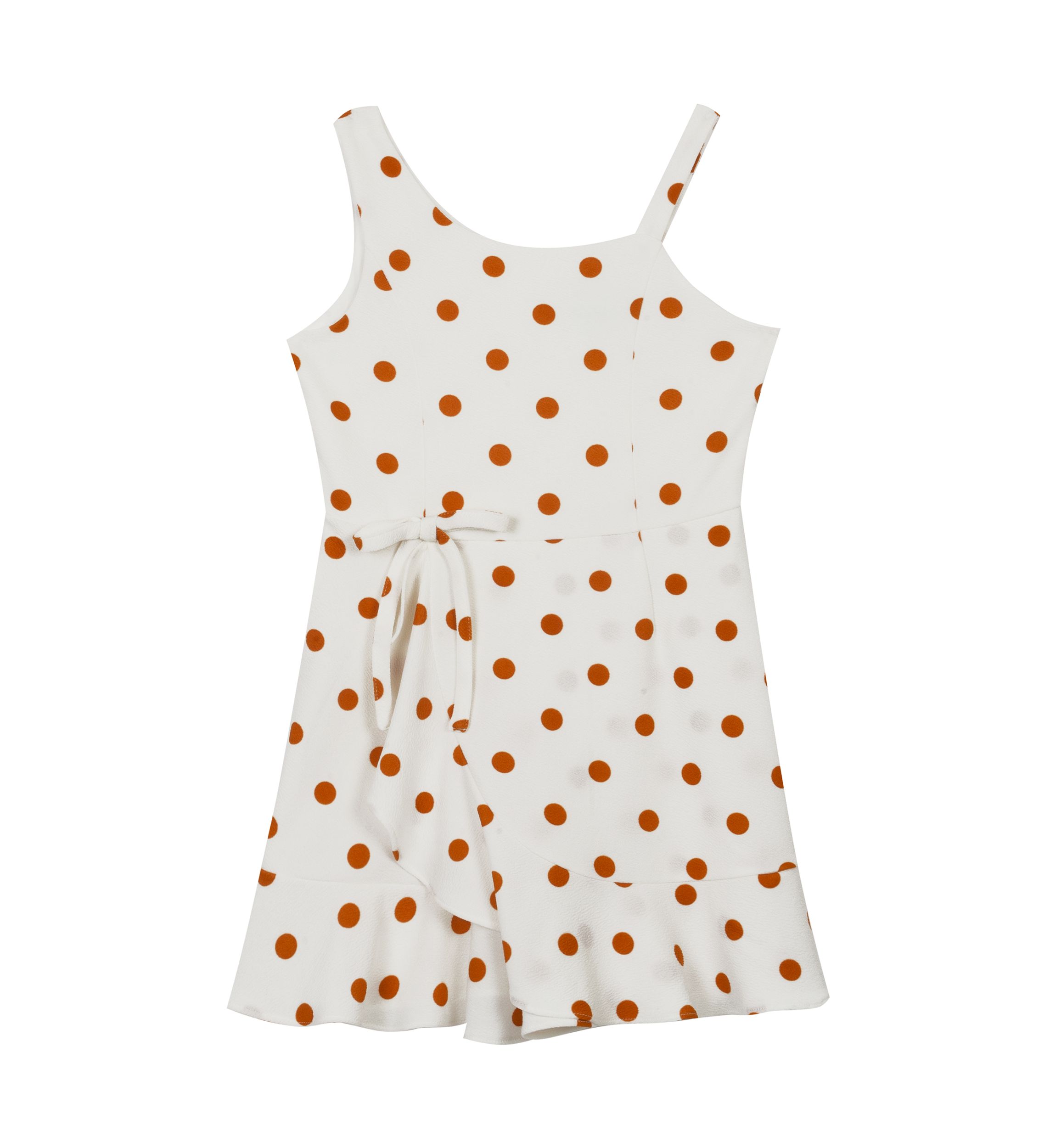 Girls 7-16 Cotton Polka Dot Faux Wrap Dress