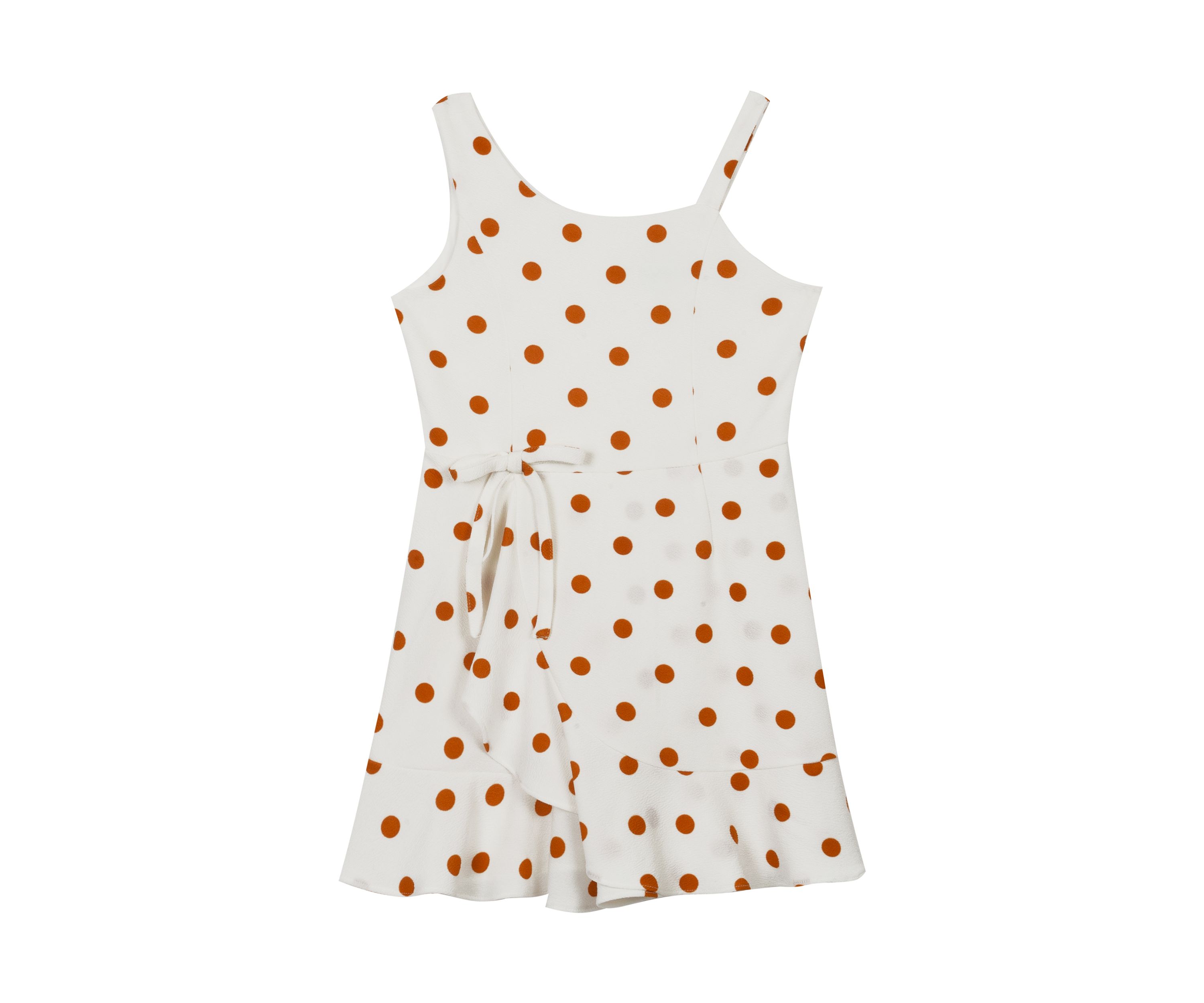 Girls 7-16 Cotton Polka Dot Faux Wrap Dress