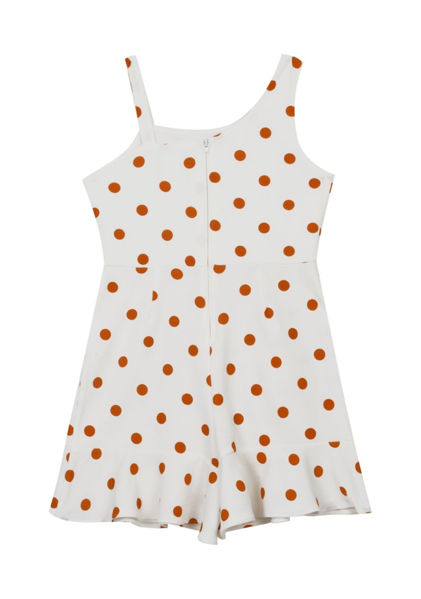 Girls 7-16 Cotton Polka Dot Faux Wrap Dress