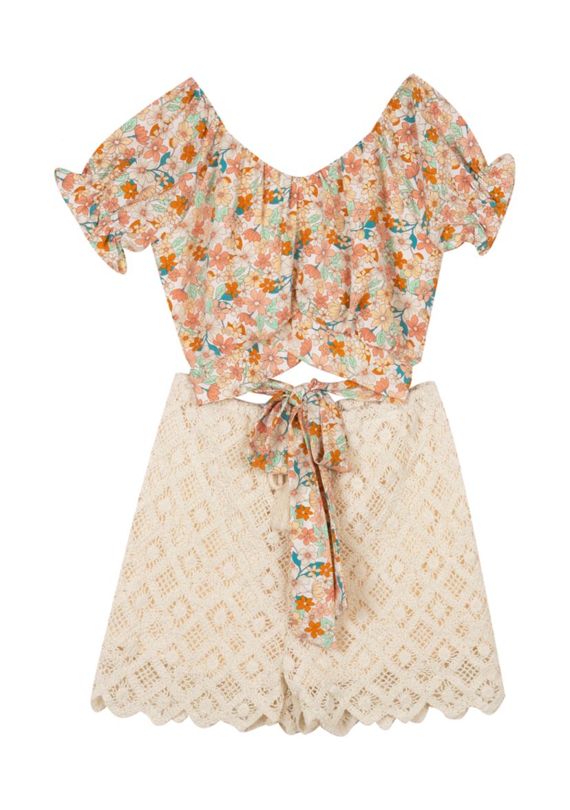 Girls 7-16 Floral Puff Sleeve Top