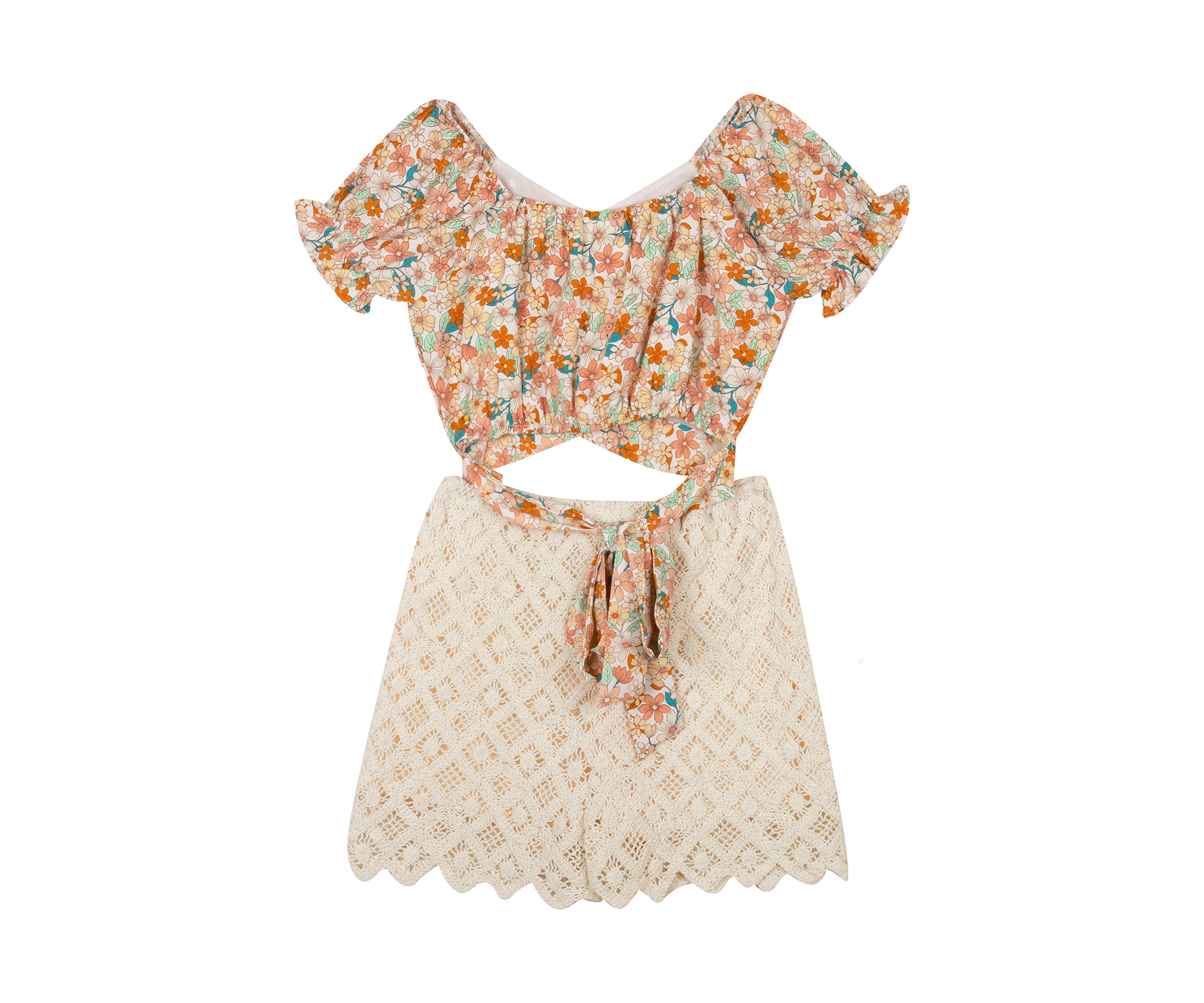 Girls 7-16 Floral Puff Sleeve Top
