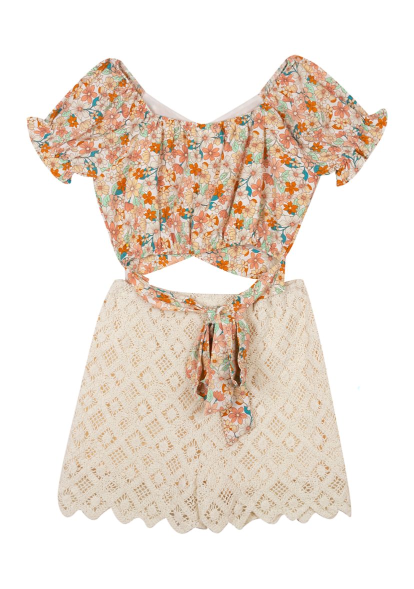 Girls 7-16 Floral Puff Sleeve Top