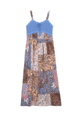 Tween Diva Girls 7-16 Crochet Bodice to Printed Maxi Skirt Dress | belk