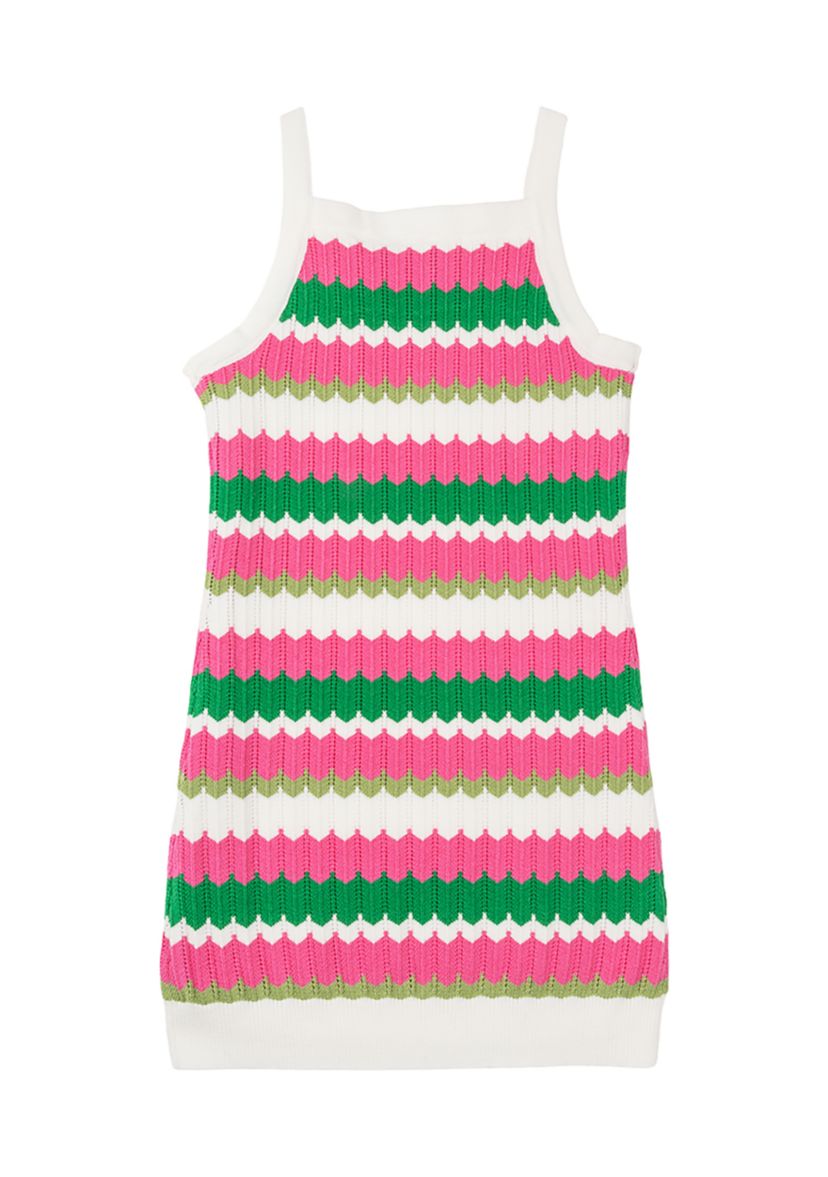 Girls 7-16 Striped Crochet Mini Dress