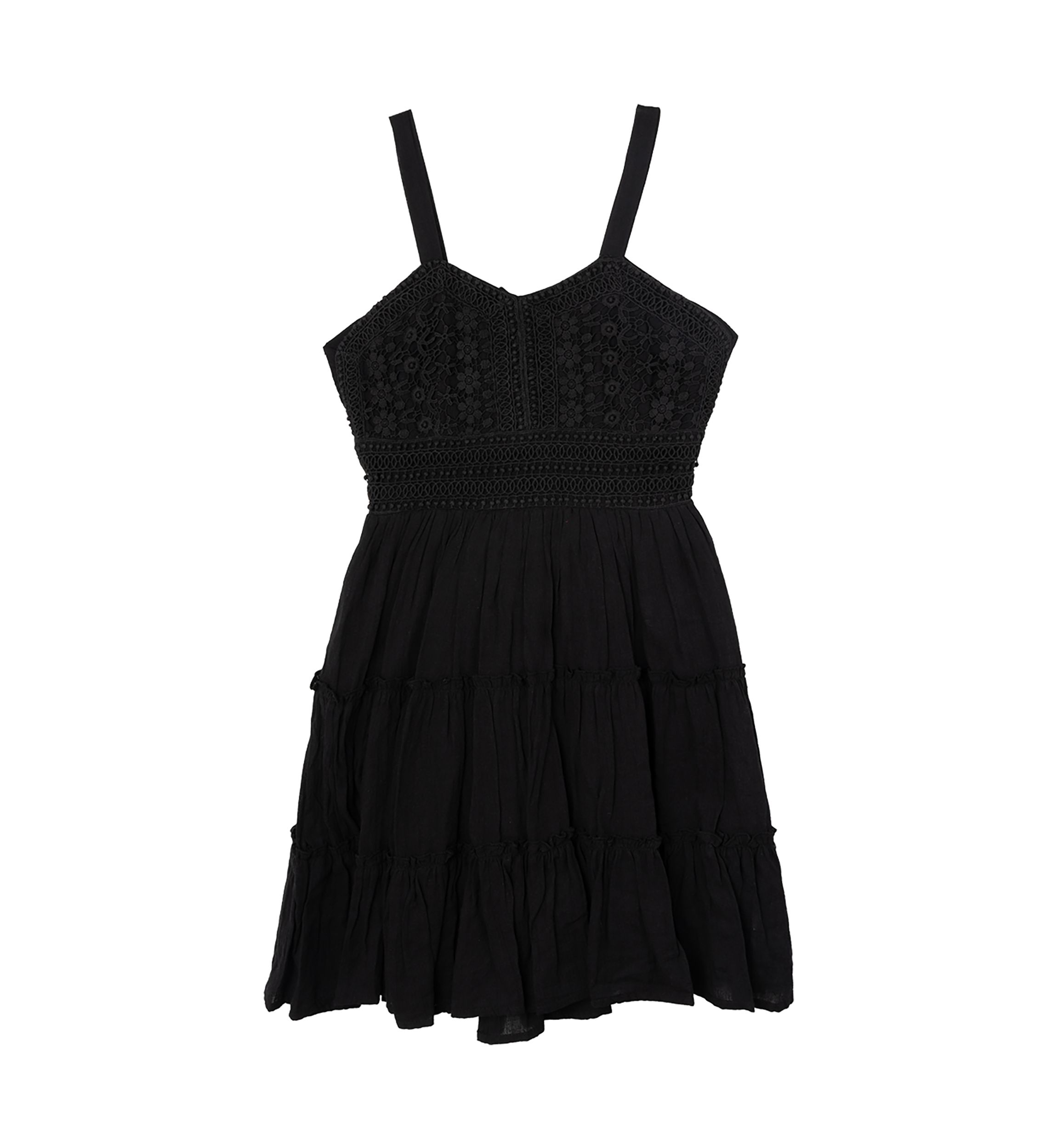Girls 7-16 Crochet Knit Gauze Dress