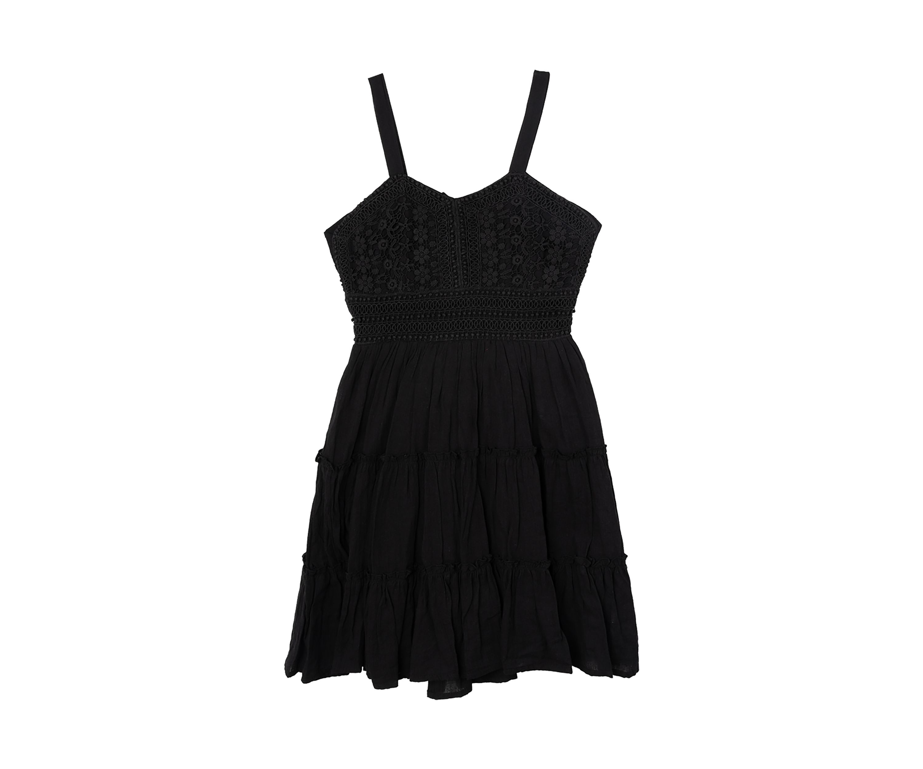 Girls 7-16 Crochet Knit Gauze Dress