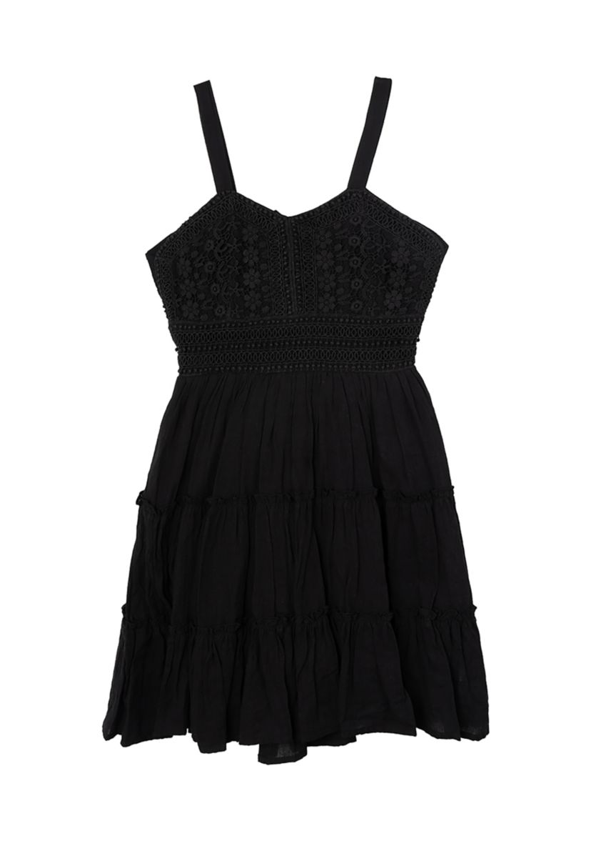Girls 7-16 Crochet Knit Gauze Dress