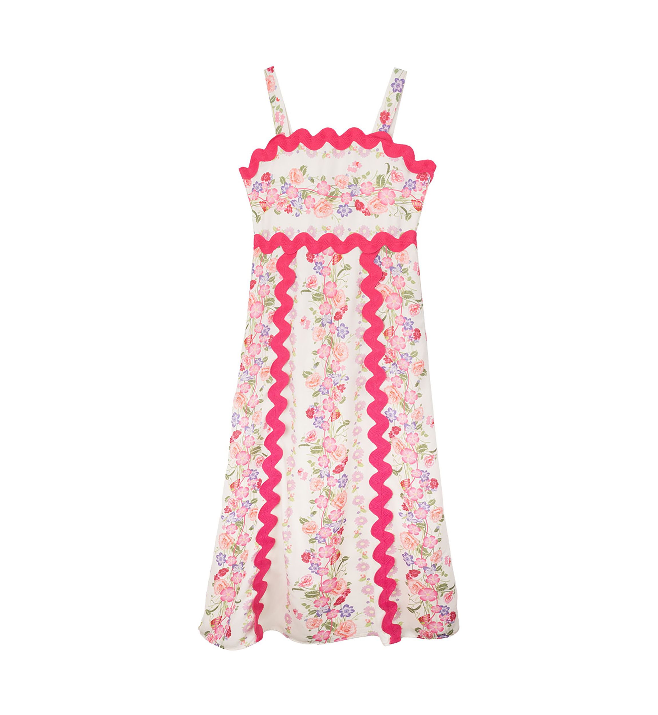 Girls 7-16 Floral Printed Ric Rac Maxi Dress