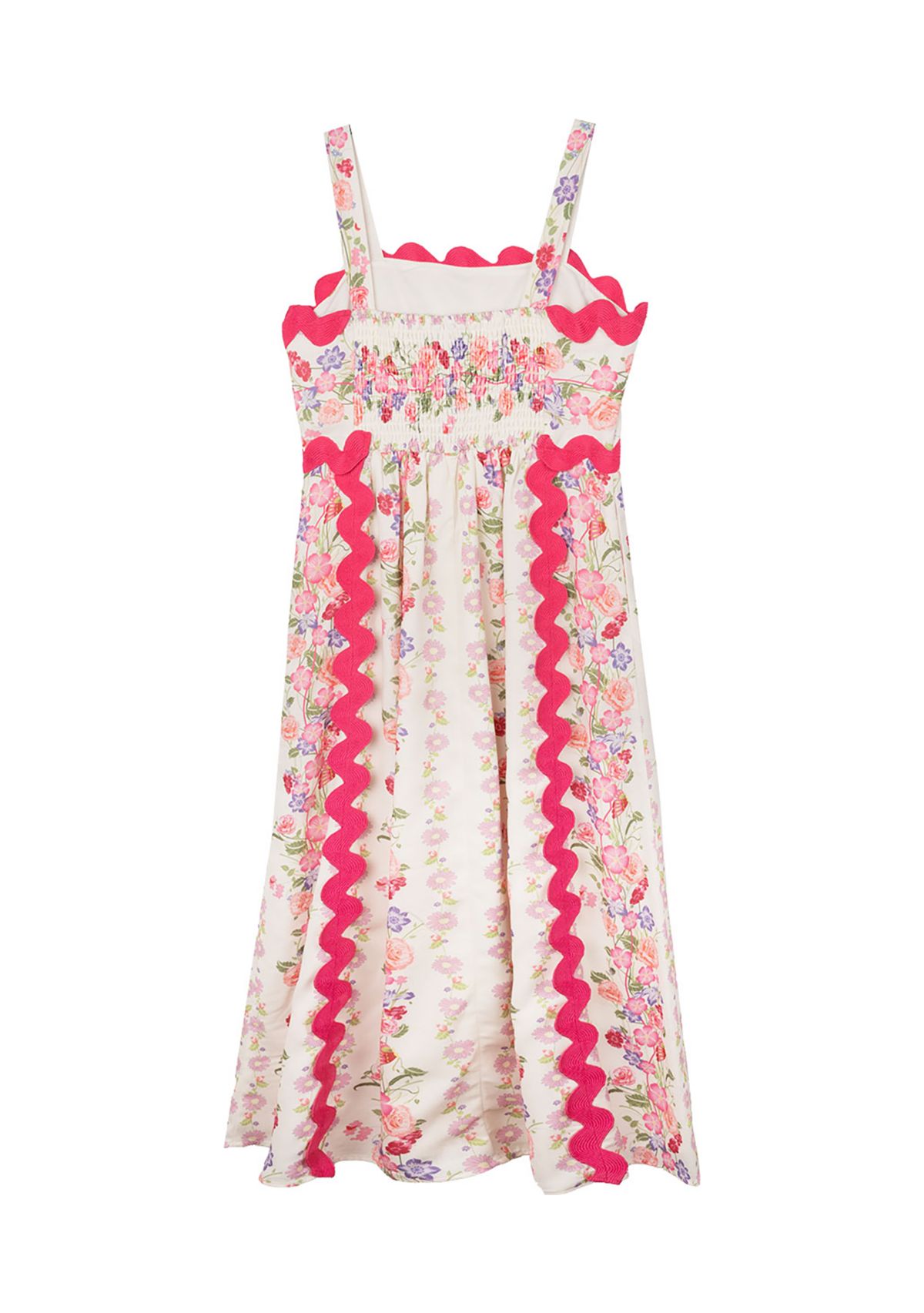Girls 7-16 Floral Printed Ric Rac Maxi Dress