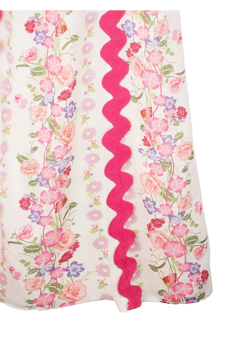 Girls 7-16 Floral Printed Ric Rac Maxi Dress