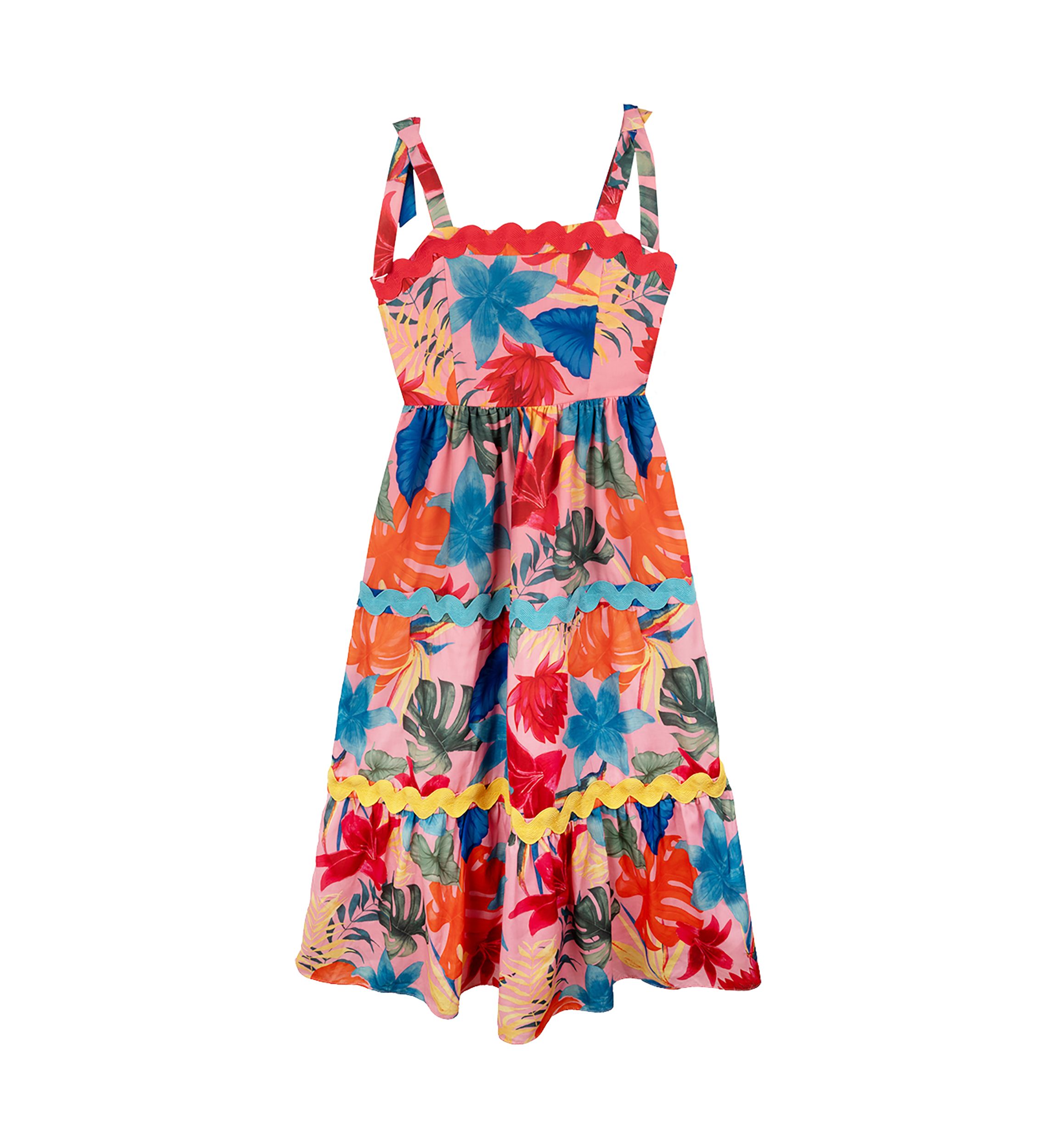 Girls 7-16 Sleeveless Tropical Print Maxi Dress