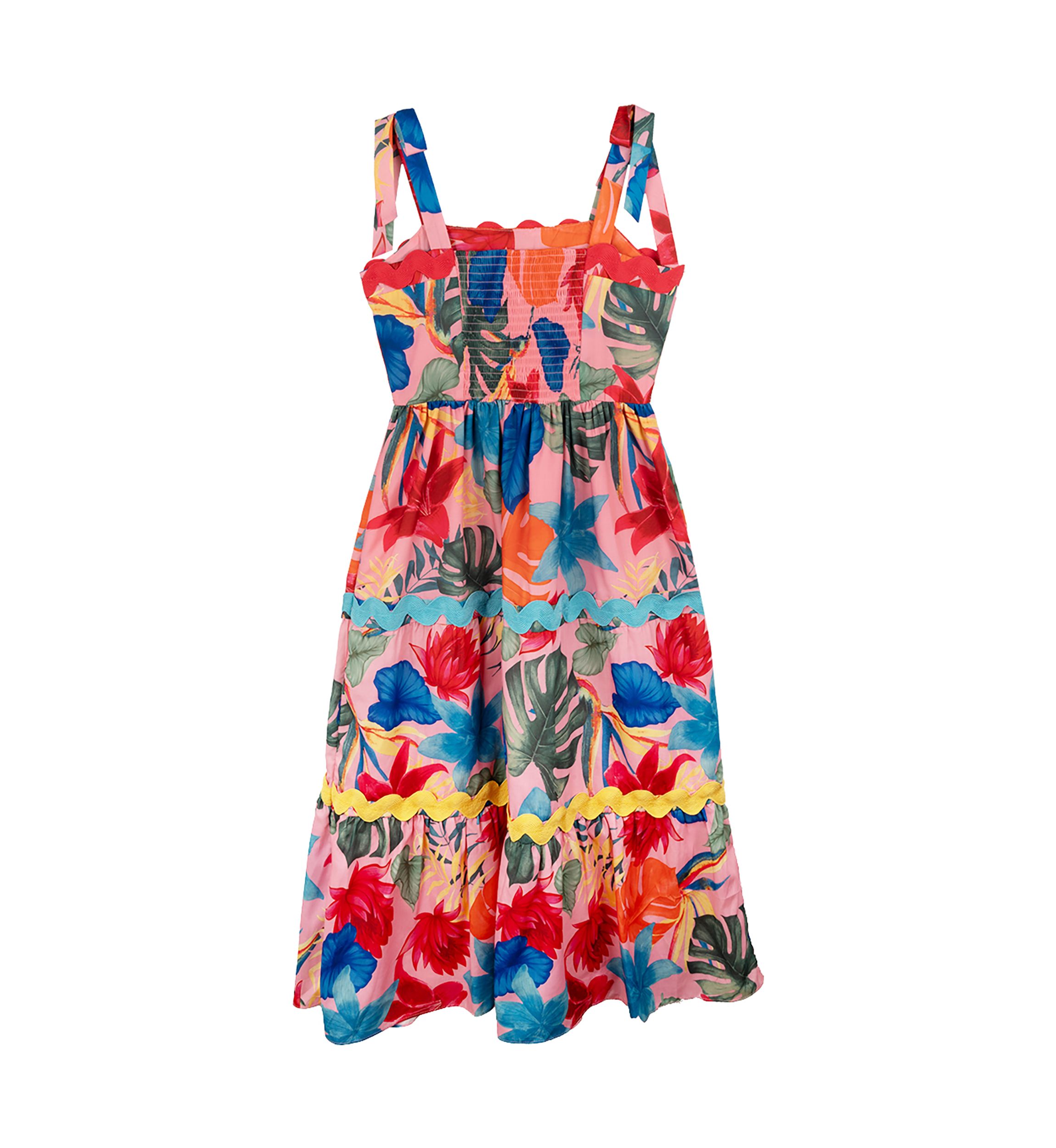 Girls 7-16 Sleeveless Tropical Print Maxi Dress