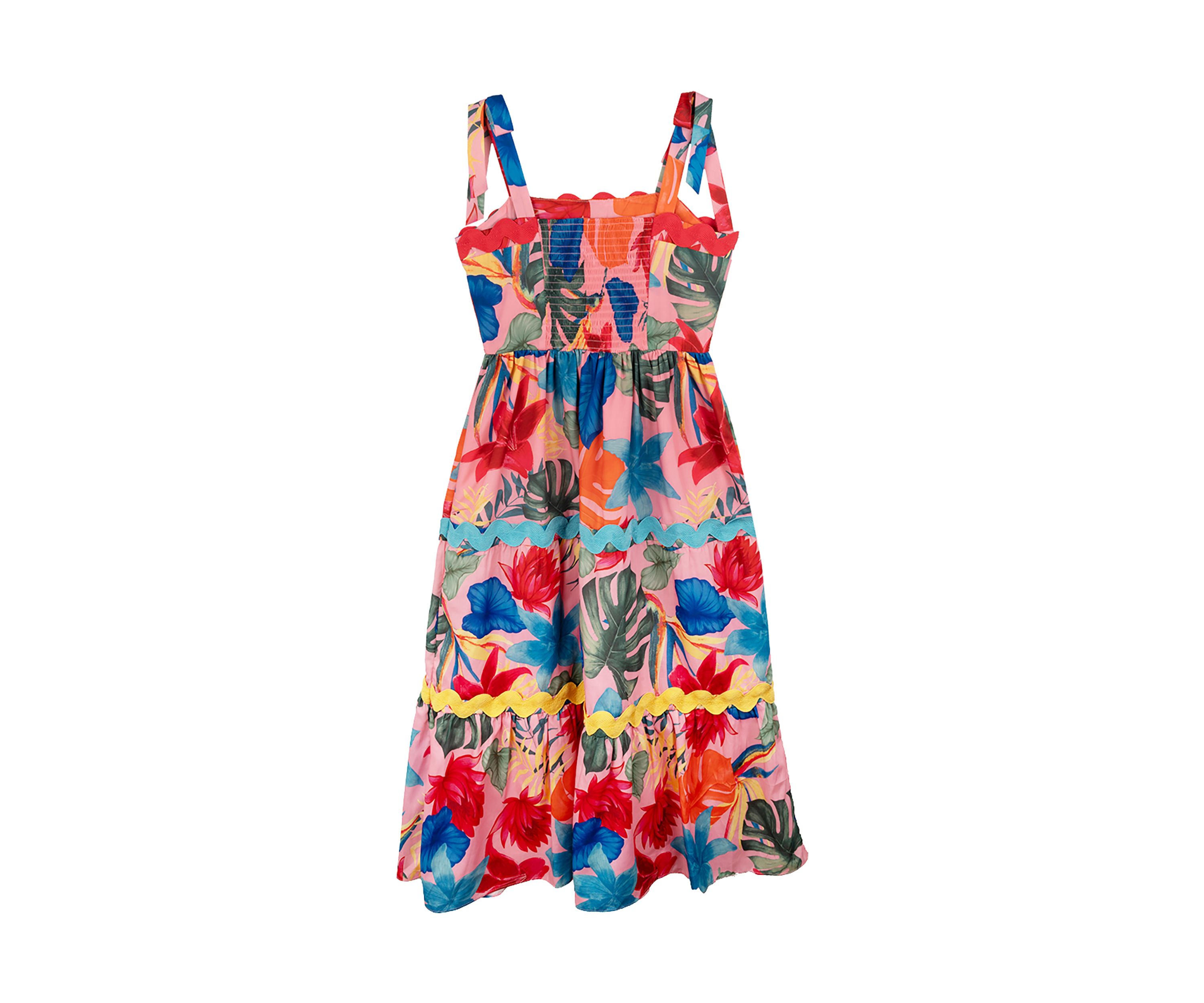 Girls 7-16 Sleeveless Tropical Print Maxi Dress