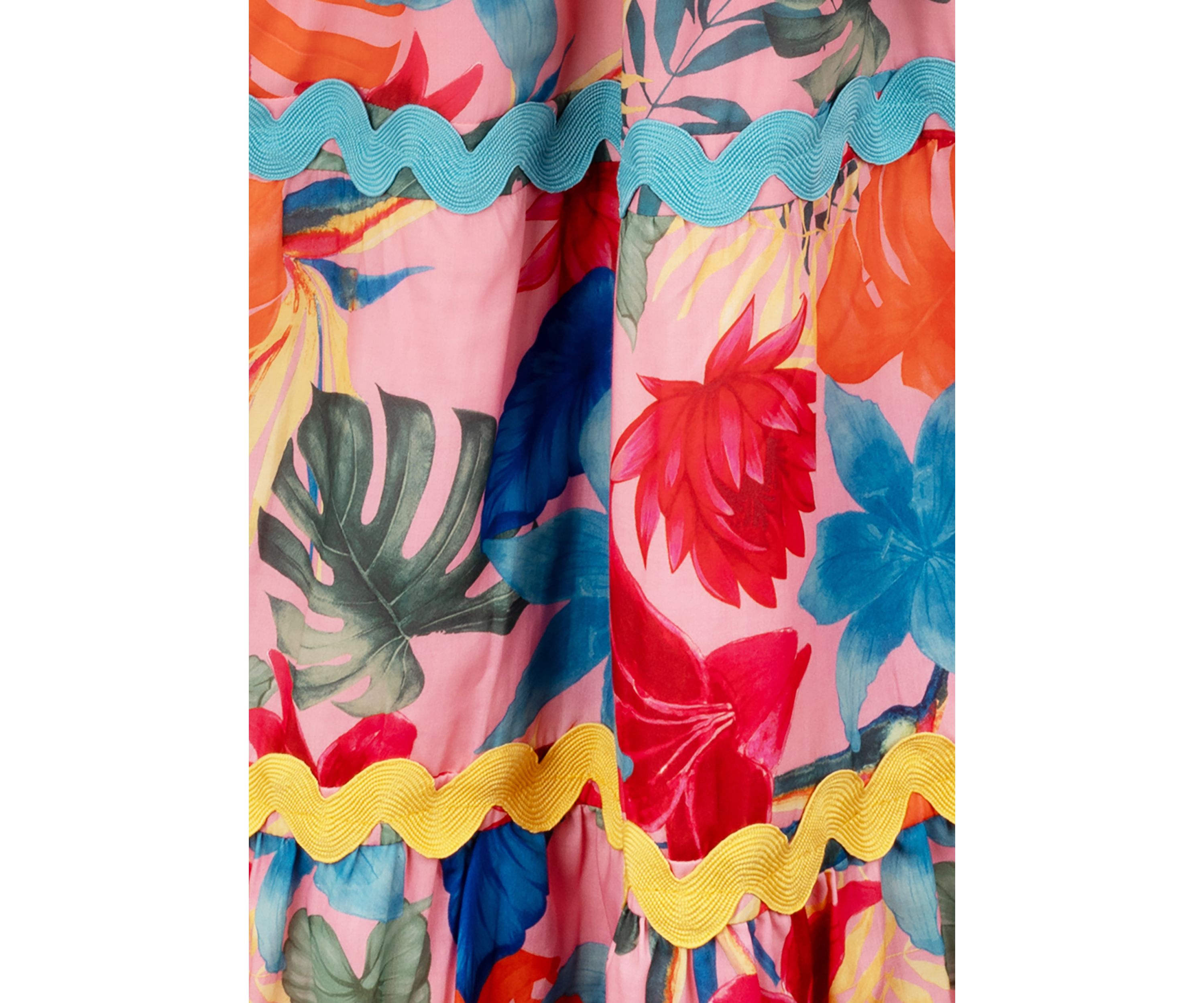 Girls 7-16 Sleeveless Tropical Print Maxi Dress