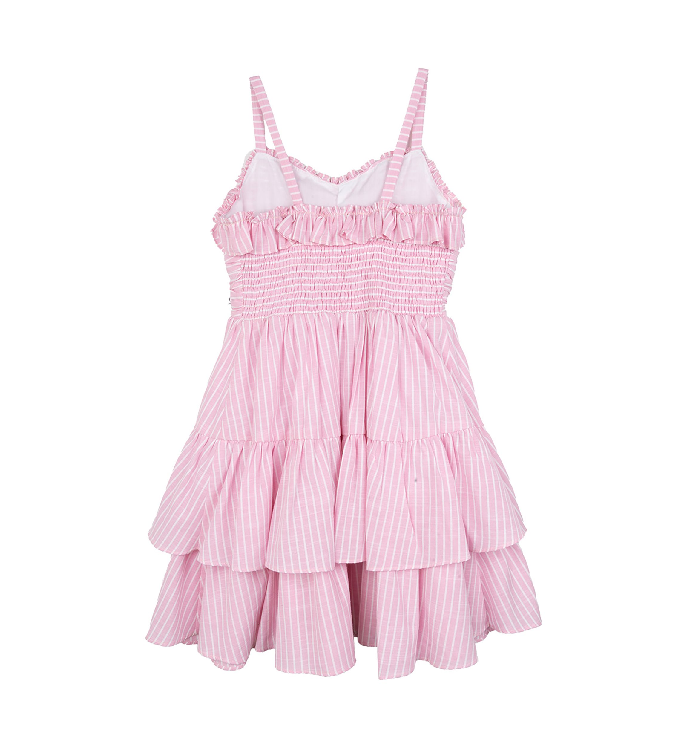 Girls 7-16 Stripe Ruched Ruffle Dress