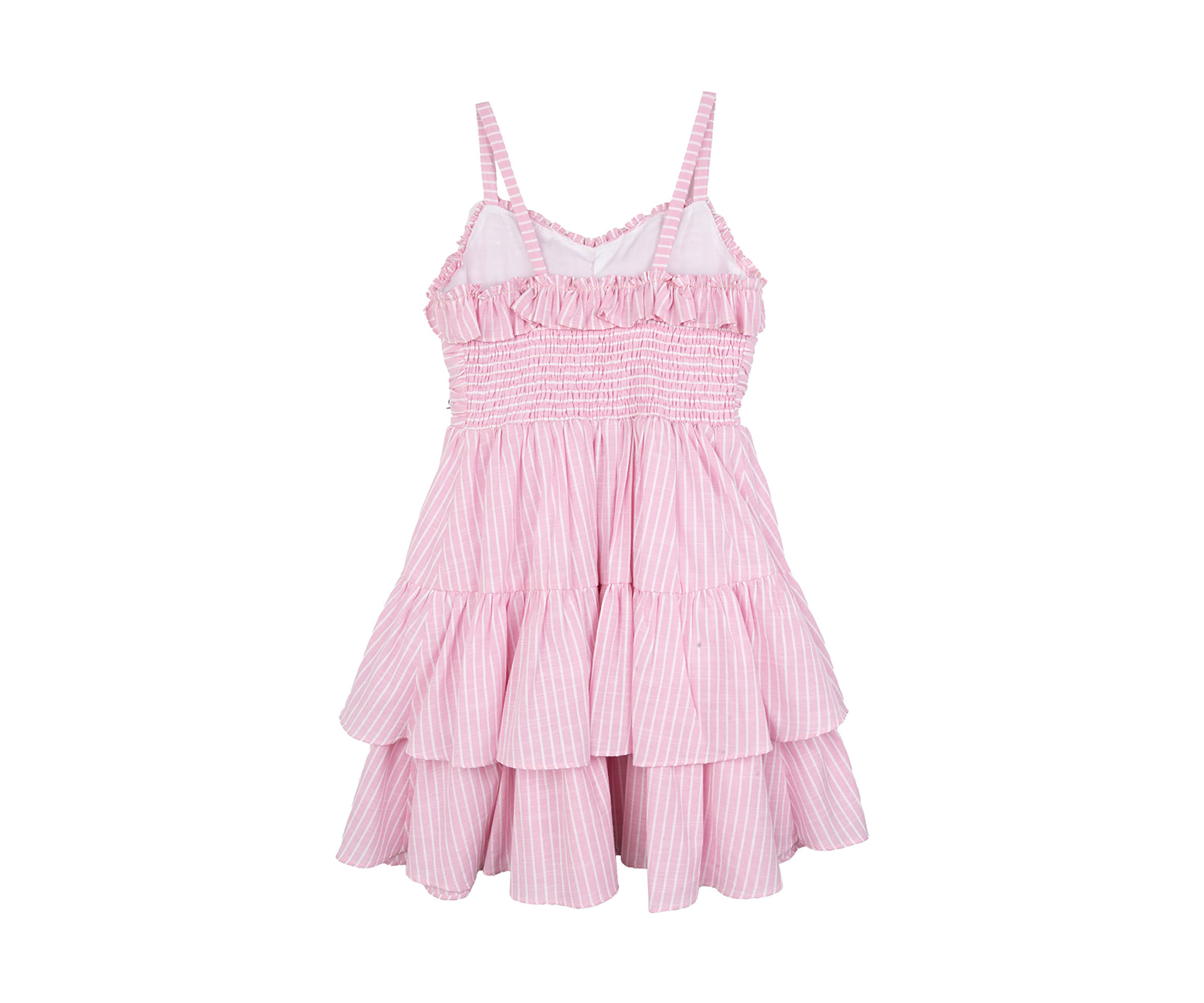 Girls 7-16 Stripe Ruched Ruffle Dress