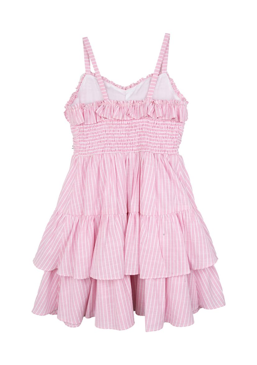 Girls 7-16 Stripe Ruched Ruffle Dress