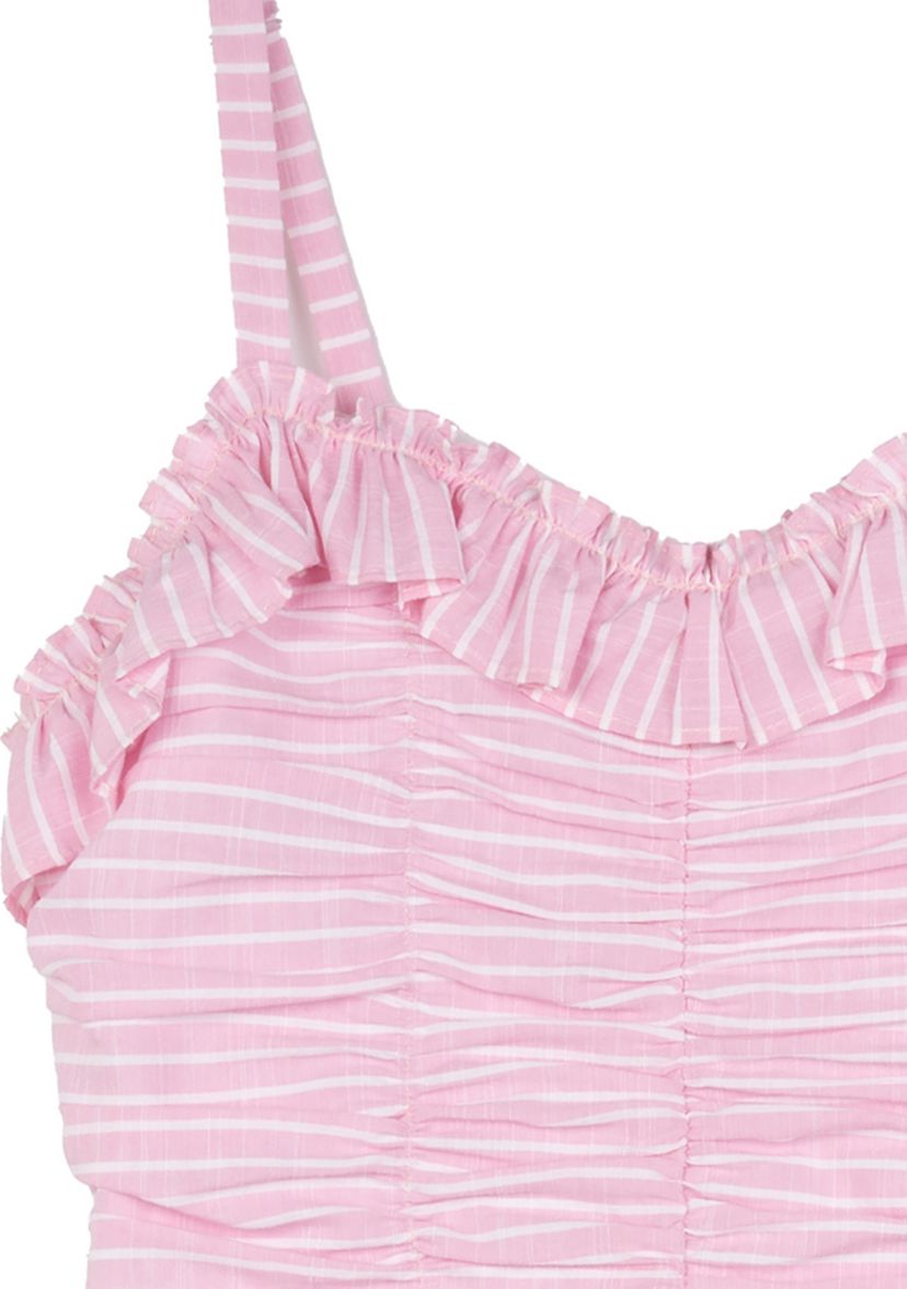 Girls 7-16 Stripe Ruched Ruffle Dress