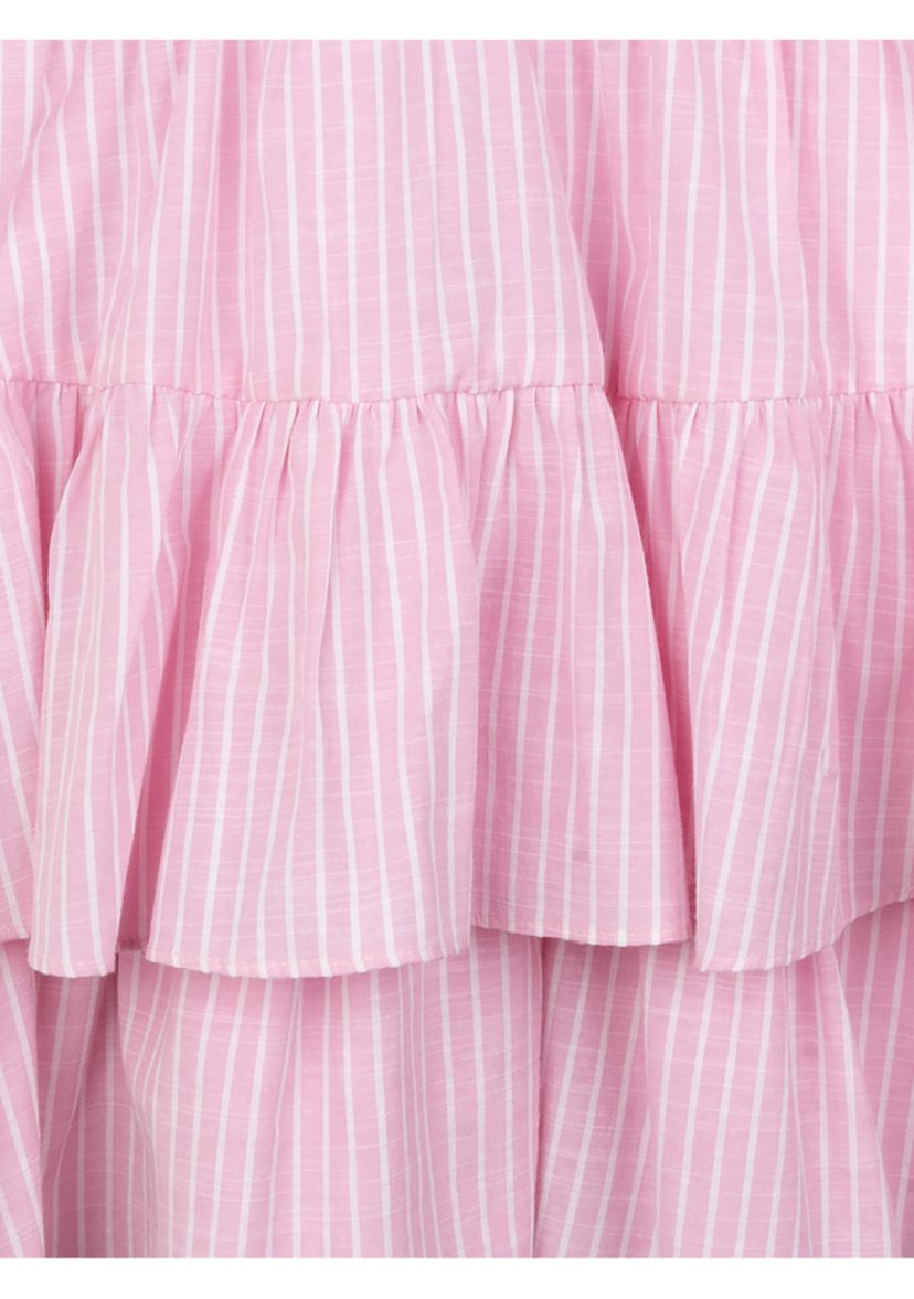 Girls 7-16 Stripe Ruched Ruffle Dress