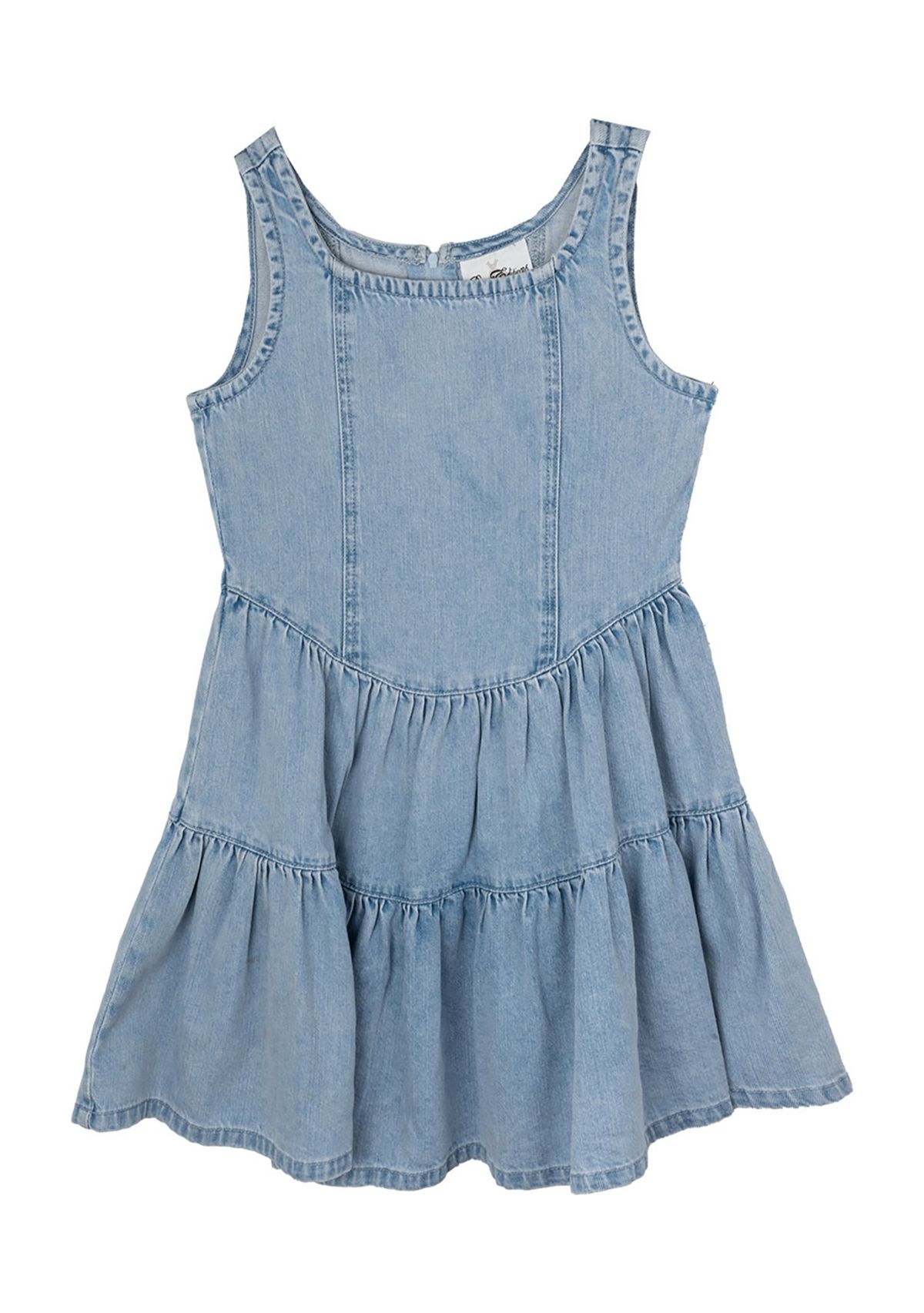 Girls 7-16 Denim Dress with Tiered Skirt