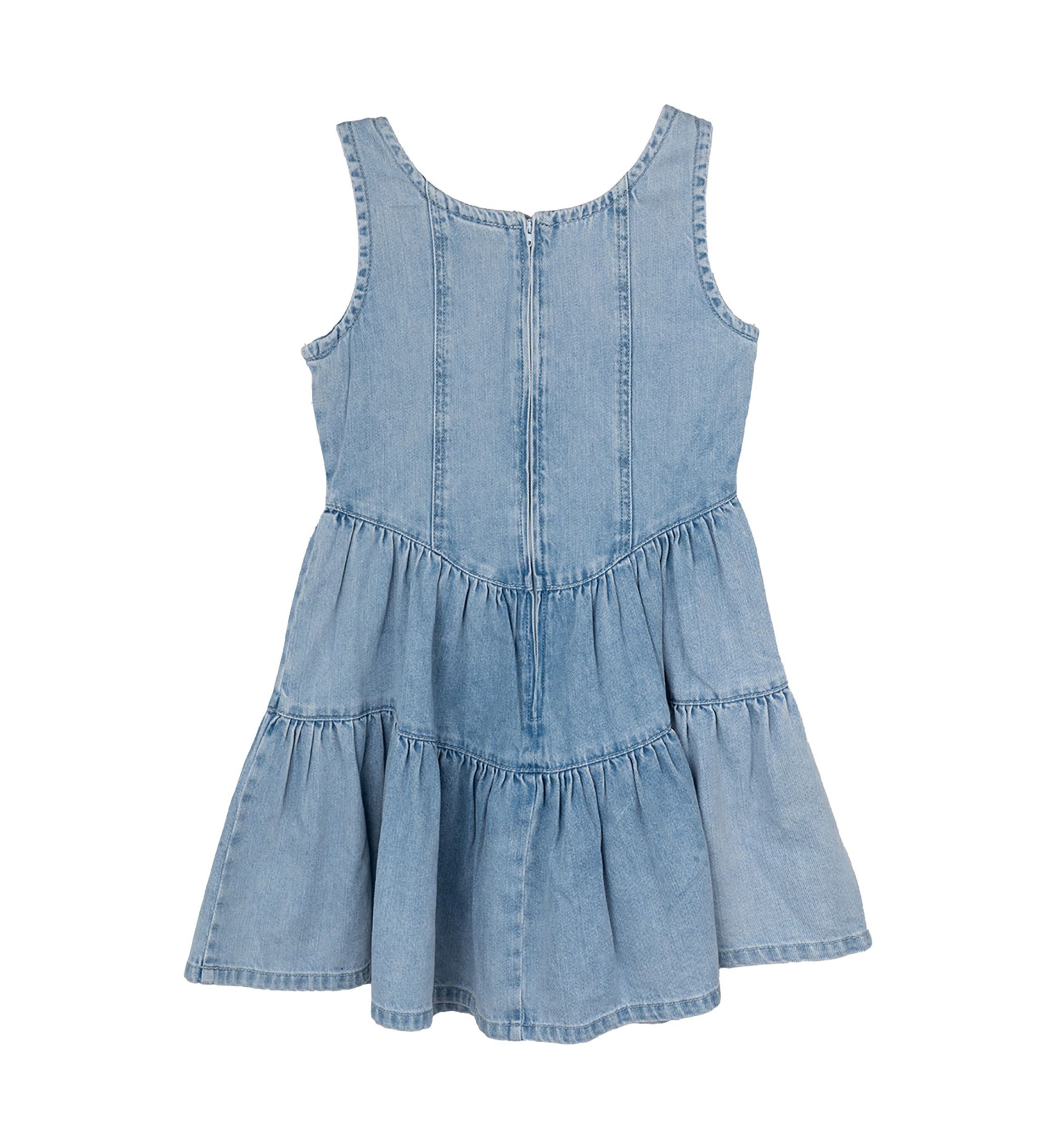 Girls 7-16 Denim Dress with Tiered Skirt