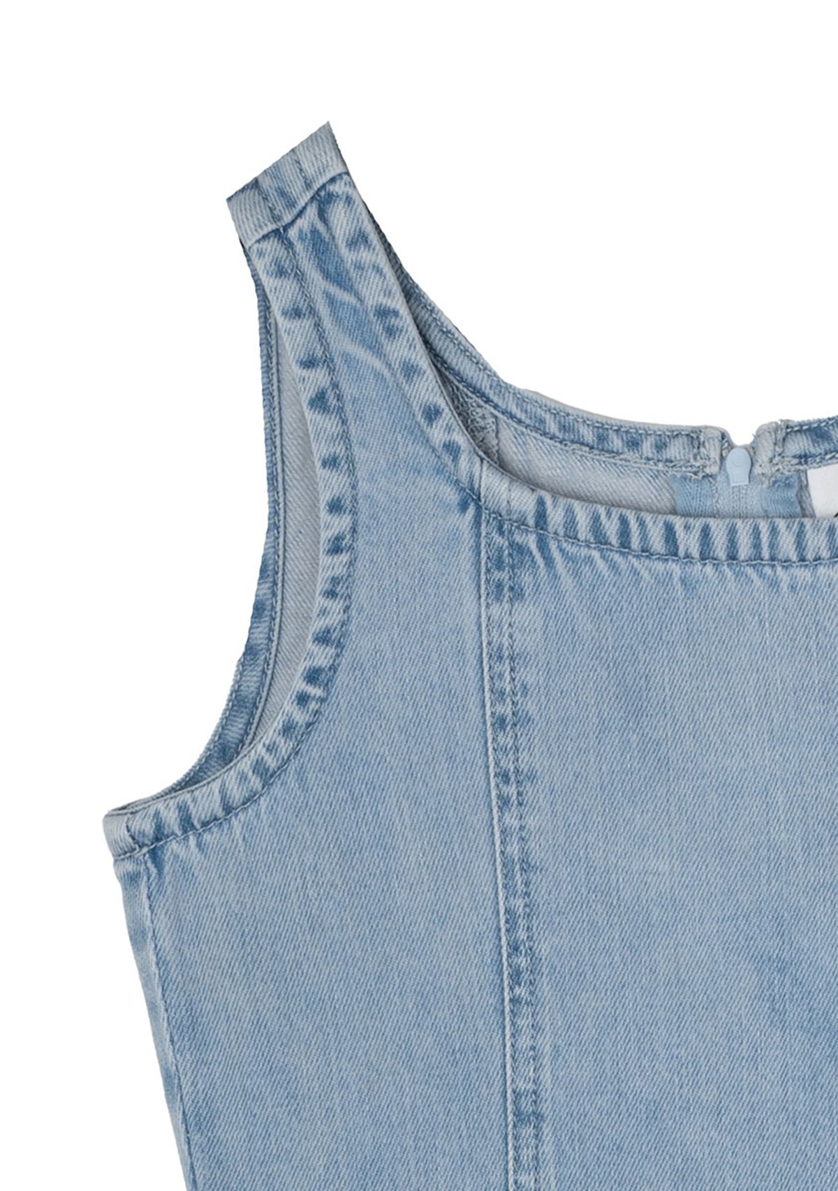 Girls 7-16 Denim Dress with Tiered Skirt